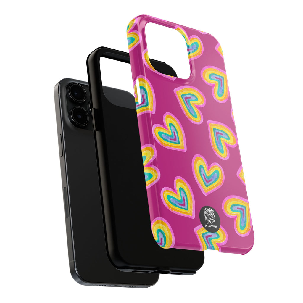 Rainbow Heart Tough Phone Case (For iPhone, Galaxy & More) - Pink