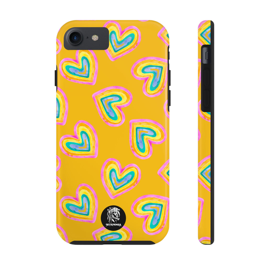 Rainbow Heart Tough Phone Case (For iPhone, Galaxy & More) - Yellow SETEPENRA Phone Case.