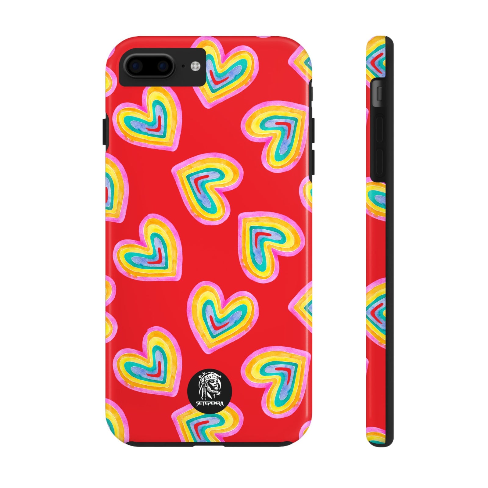 Rainbow Heart Tough Phone Case (For iPhone, Galaxy & More) - Red SETEPENRA Phone Case.