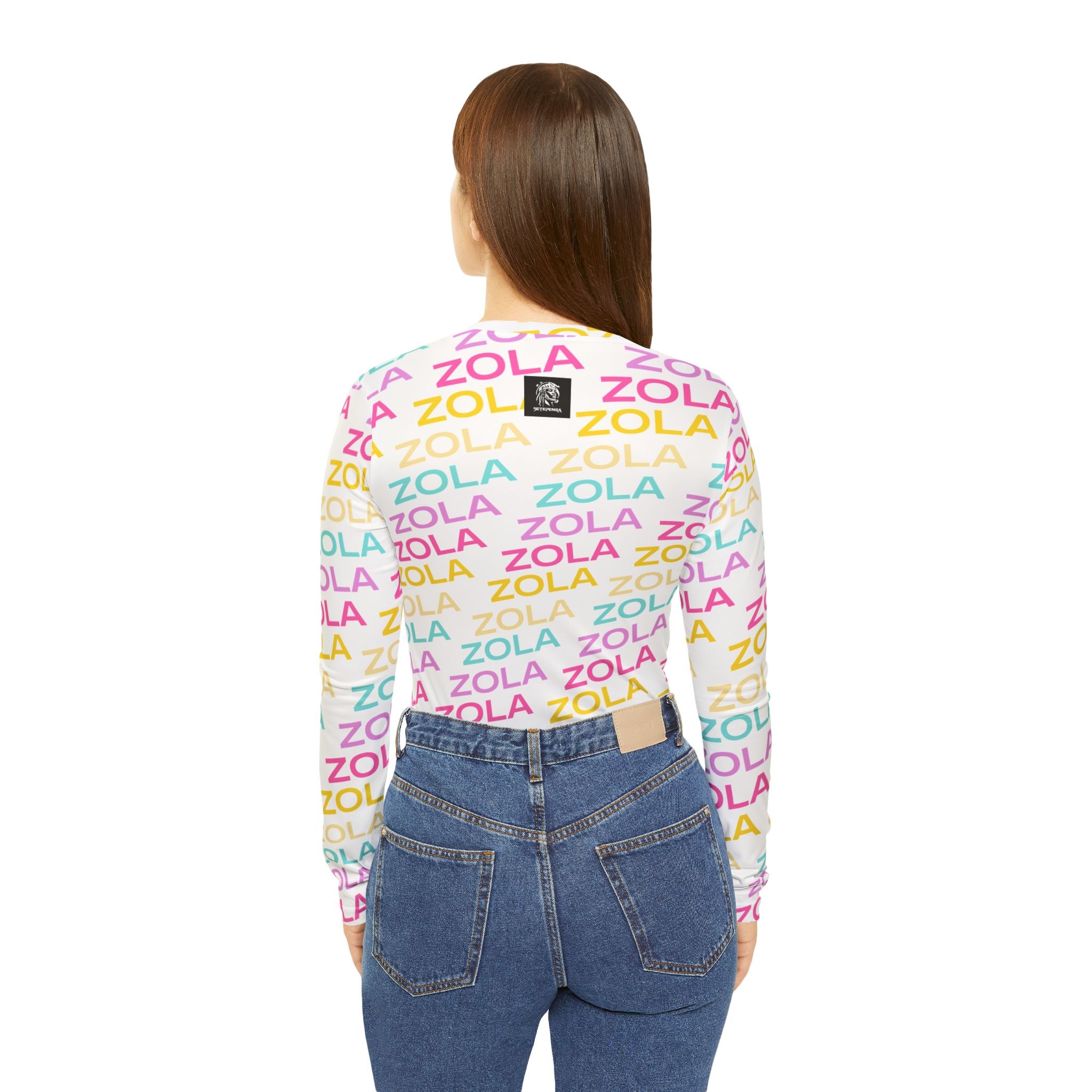 Zola Print Women's Long Sleeve V-Neck Shirt (White) SETEPENRA All Over Prints.