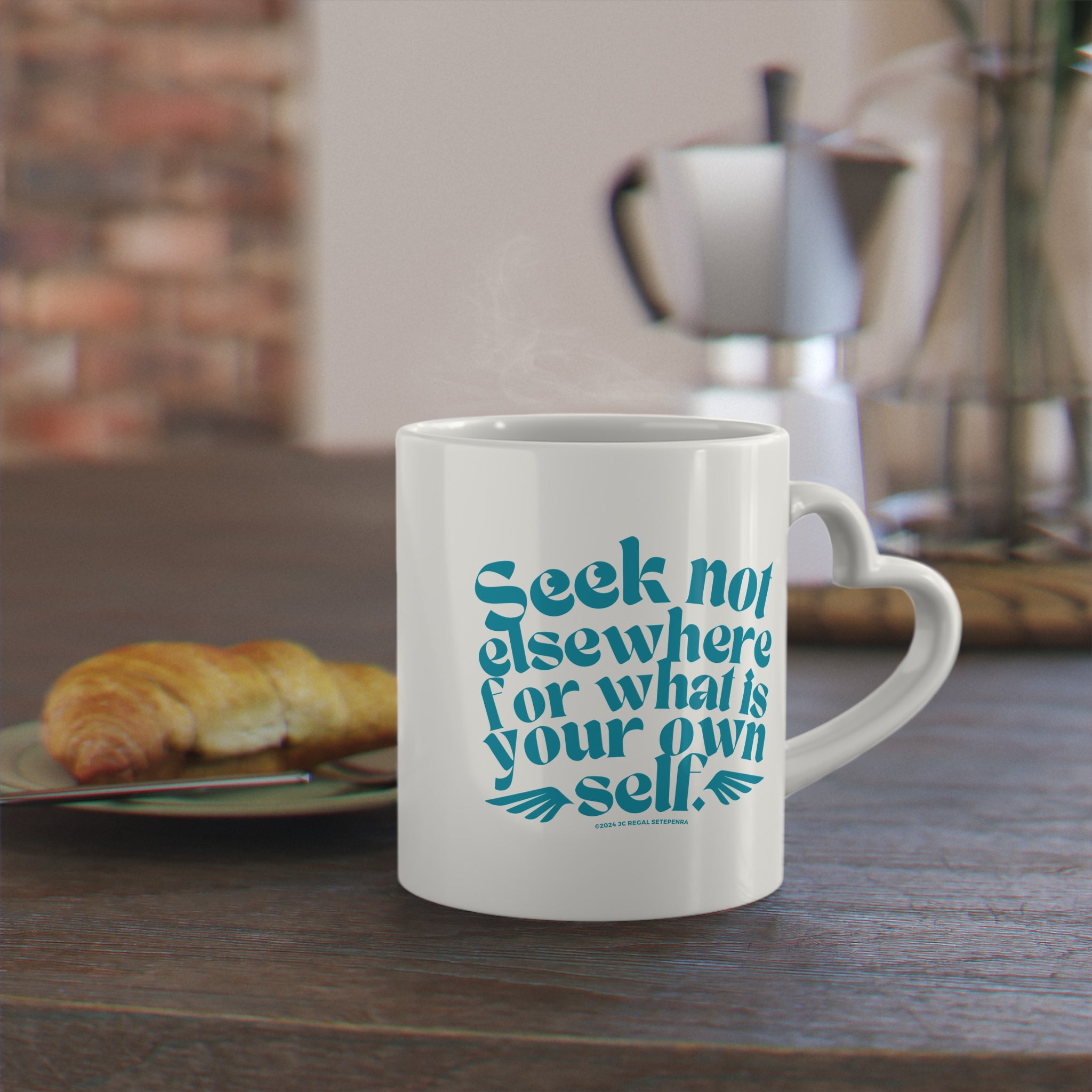 Seek Not Elsewhere Heart-Shaped Mug, 11oz SETEPENRA Mug.