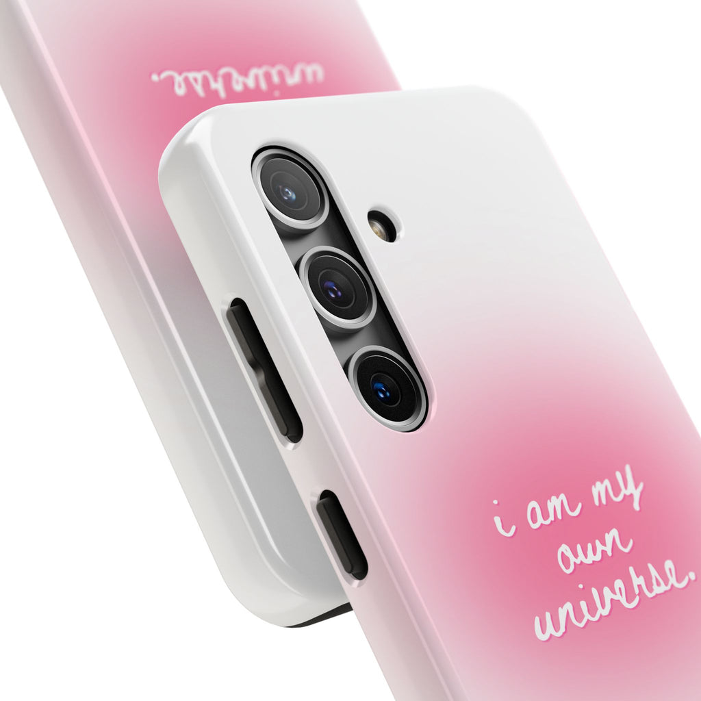 I Am My Own Universe — Pink On White Protective Cover Tough Phone Case