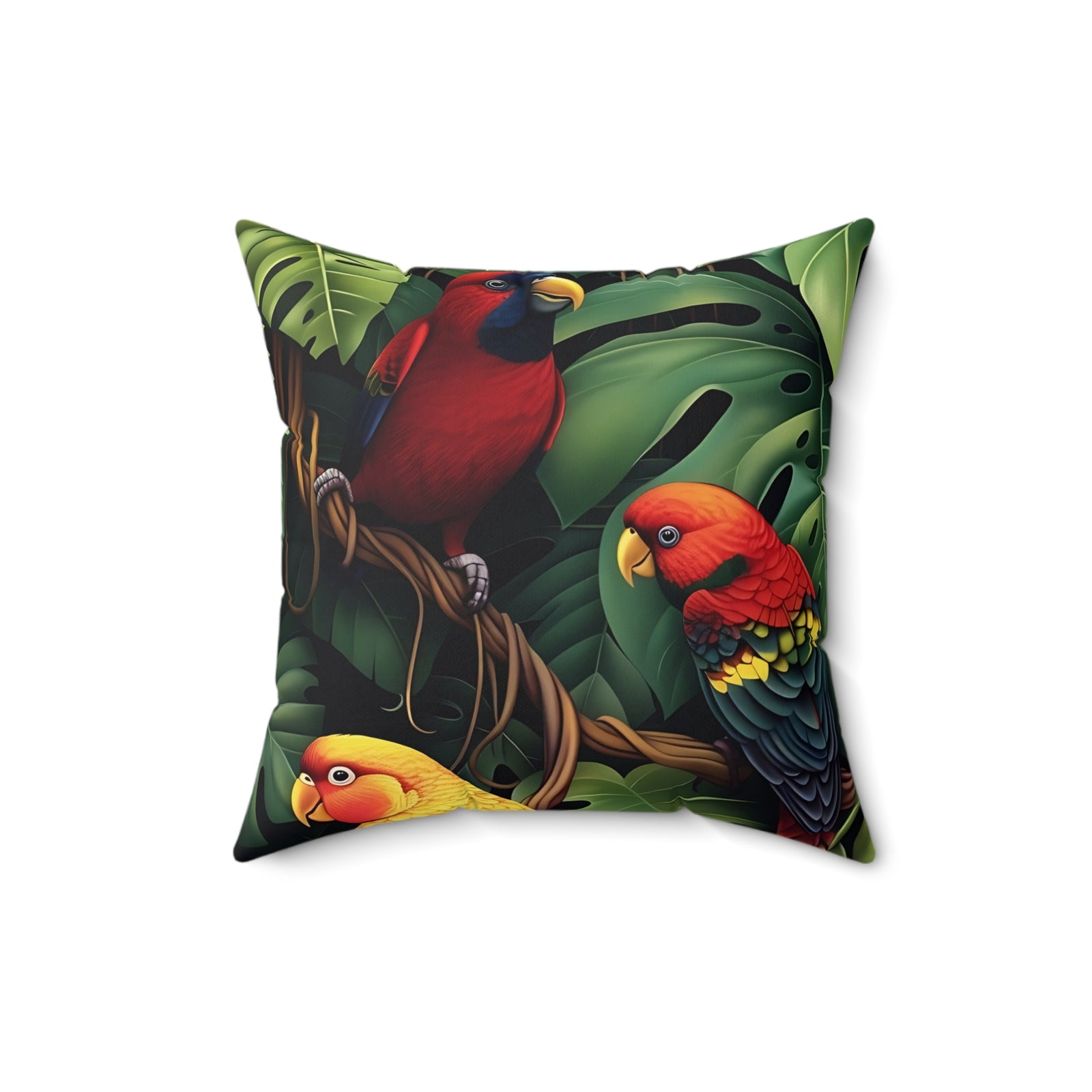 Tri-Parrot Spun Polyester Square Pillow SETEPENRA Home Decor.