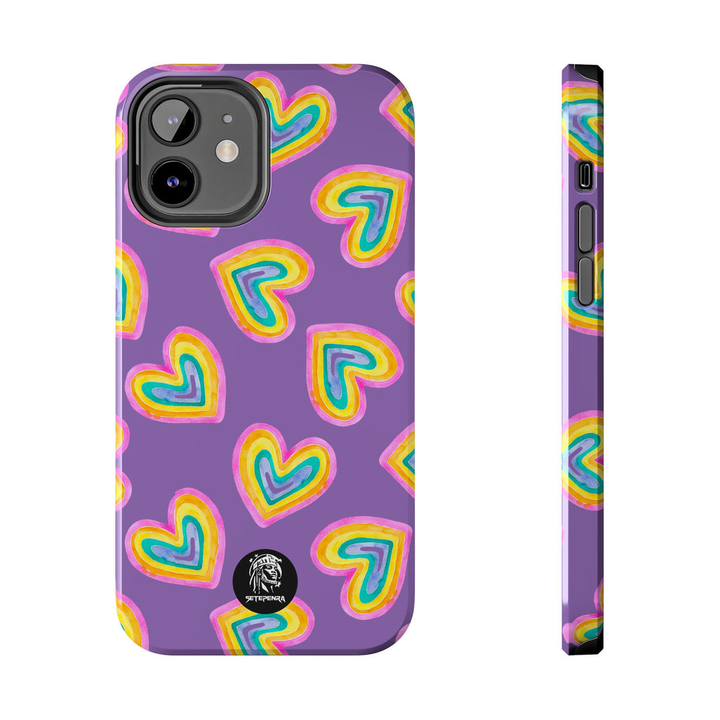 Rainbow Heart Tough Phone Case (For iPhone, Galaxy & More) - Light Purple SETEPENRA Phone Case.