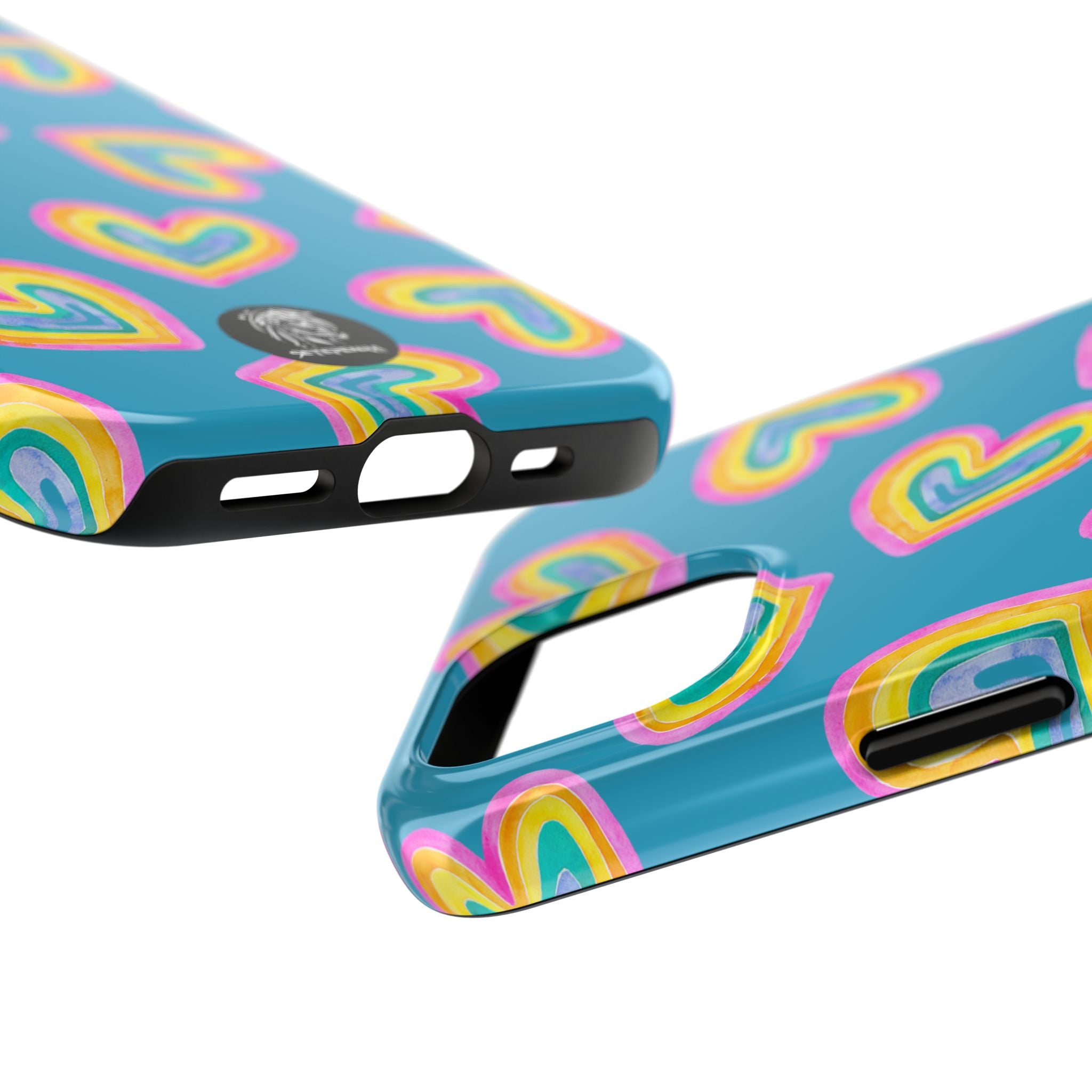 Rainbow Heart Tough Phone Case (For iPhone, Galaxy & More) - Turquoise