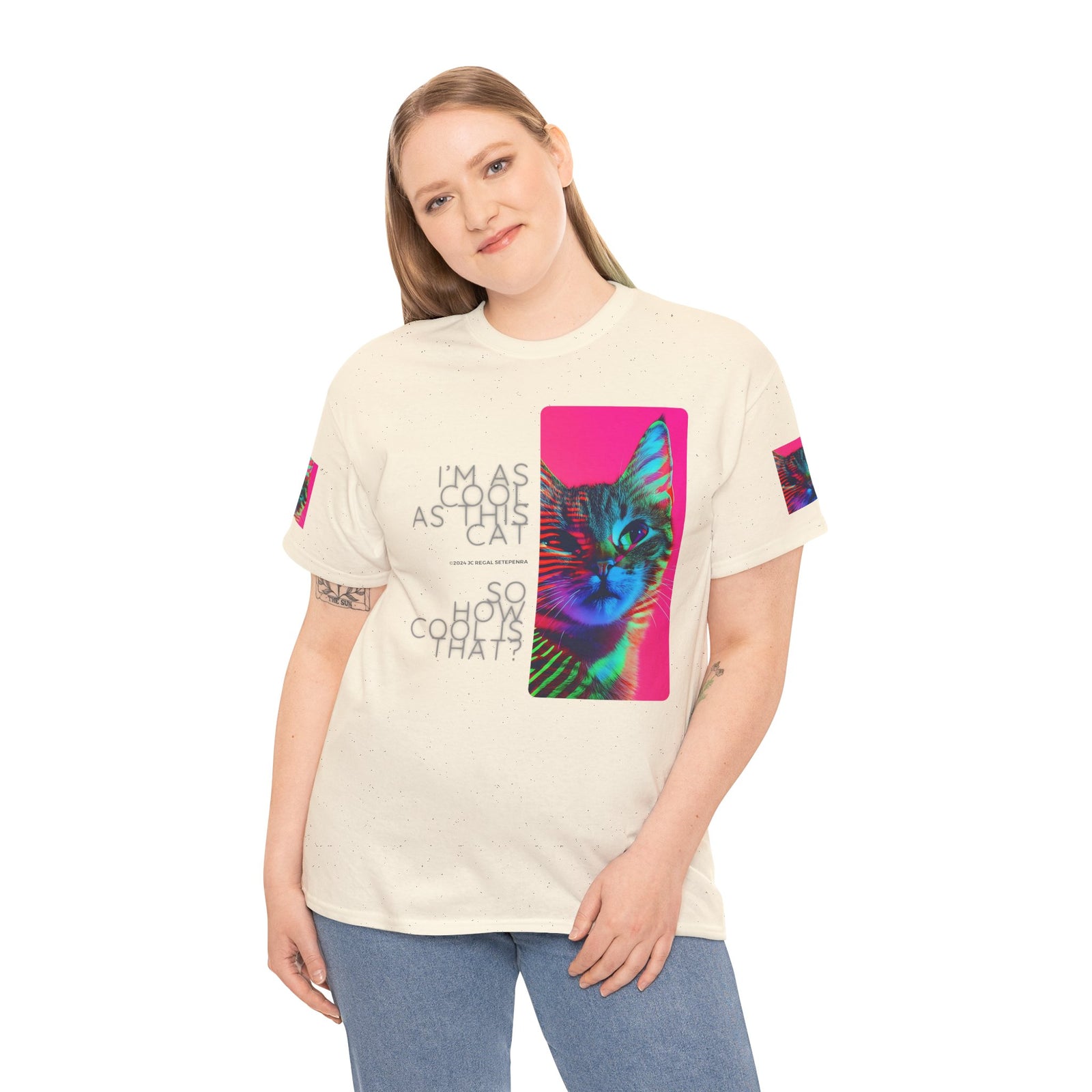Cool Cat (Whiskers 2) Unisex Heavy Cotton Tee SETEPENRA T-Shirt.