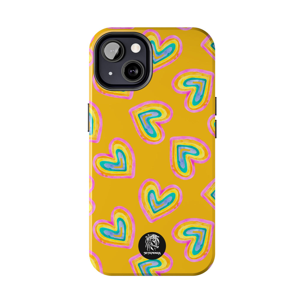Rainbow Heart Tough Phone Case (For iPhone, Galaxy & More) - Yellow