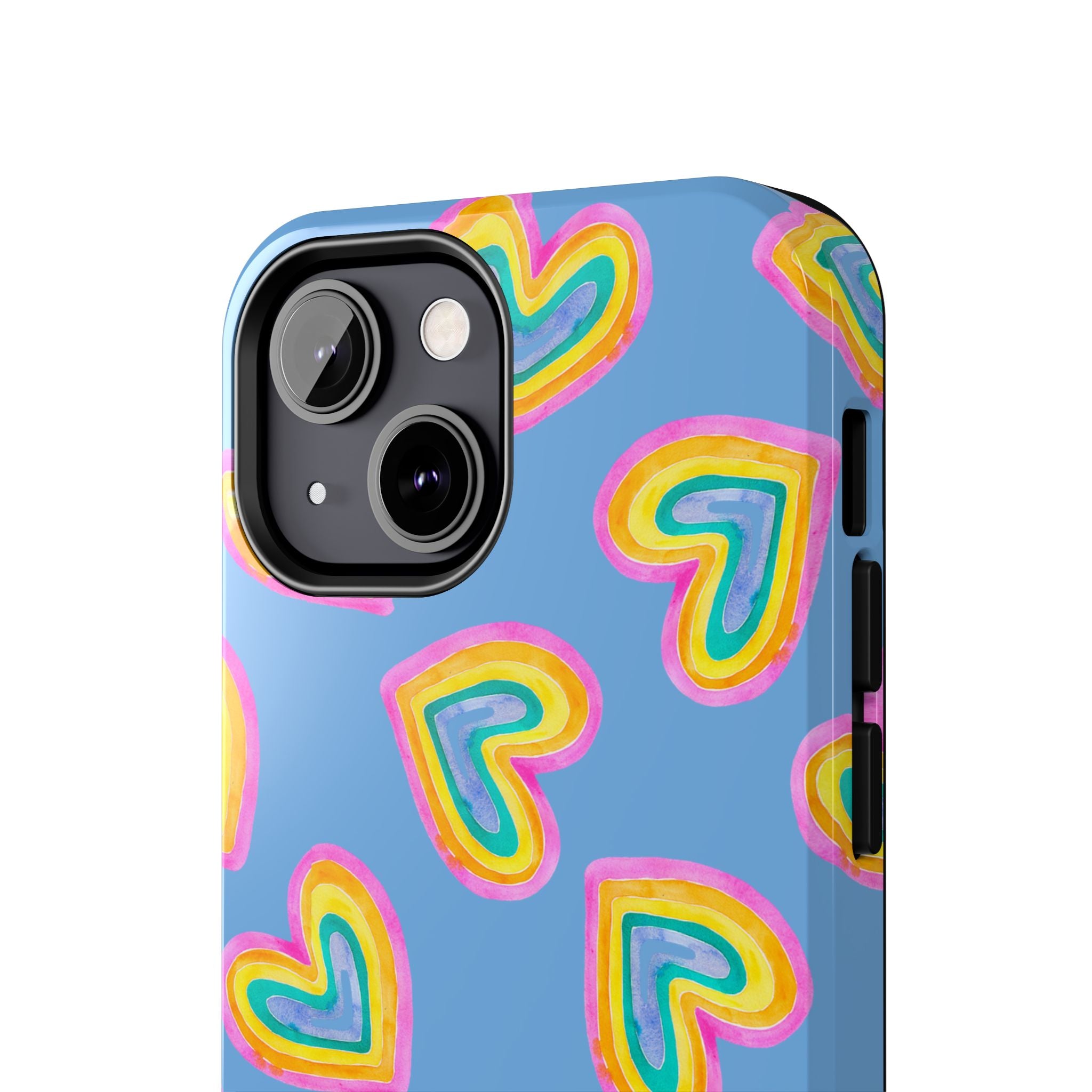 Rainbow Heart Tough Phone Case (For iPhone, Galaxy & More) - Light Blue