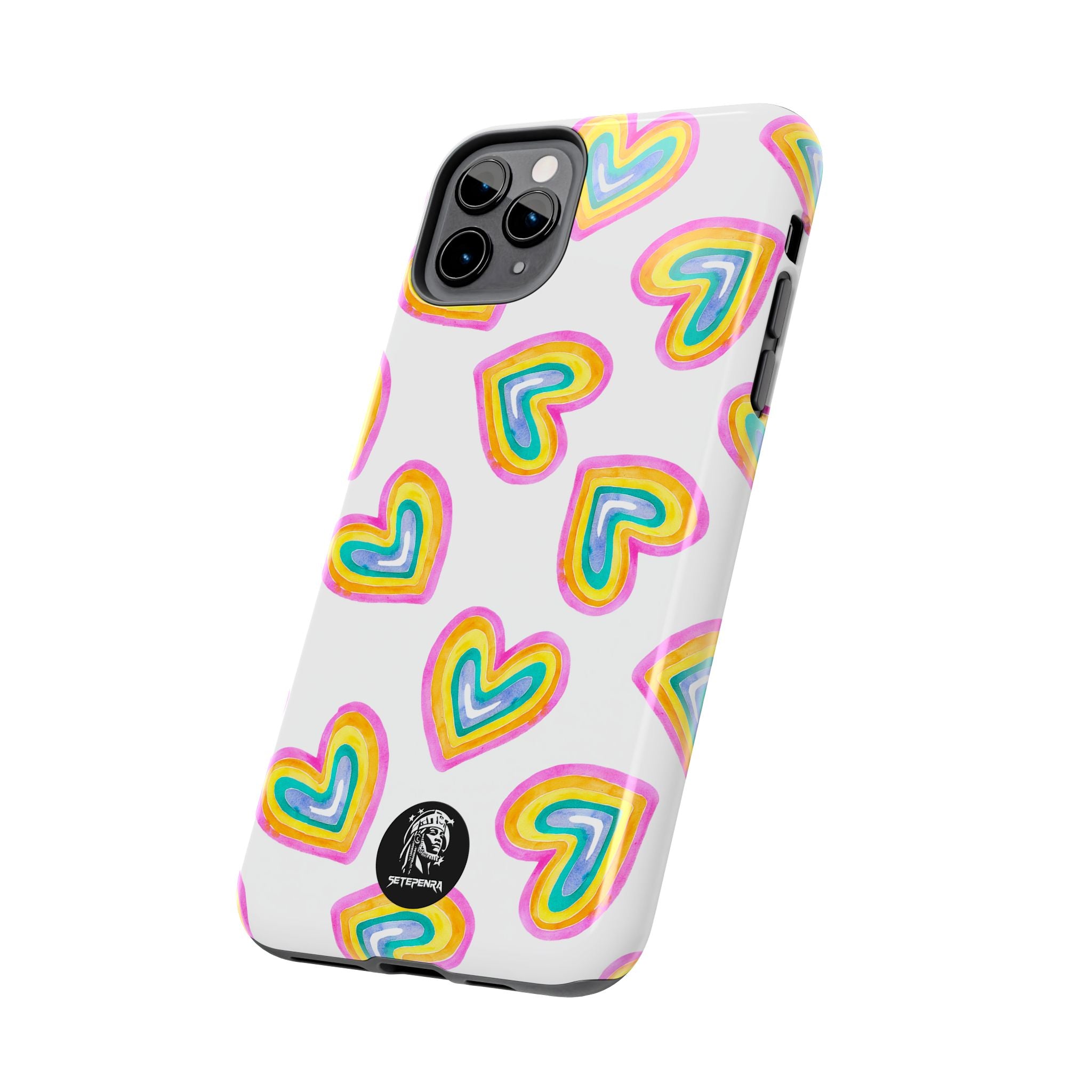 Rainbow Heart Tough Phone Case (For iPhone, Galaxy & More) - White