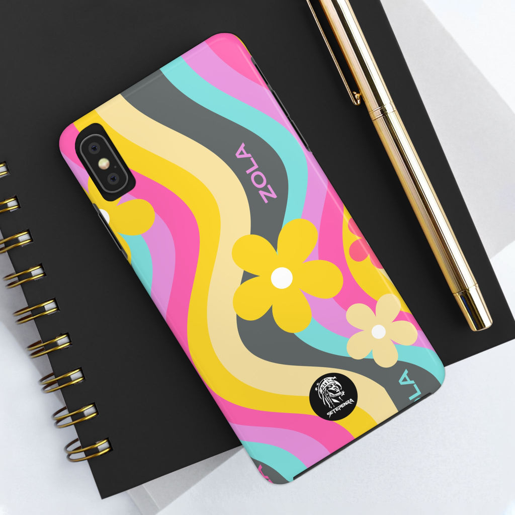 Zola Tough Phone Case (For iPhone, Galaxy & More) - Dark Grey Wave