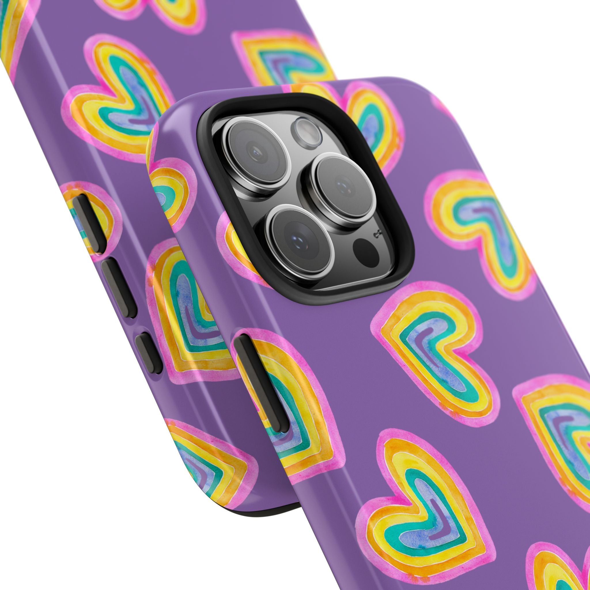 Rainbow Heart Tough Phone Case (For iPhone, Galaxy & More) - Light Purple