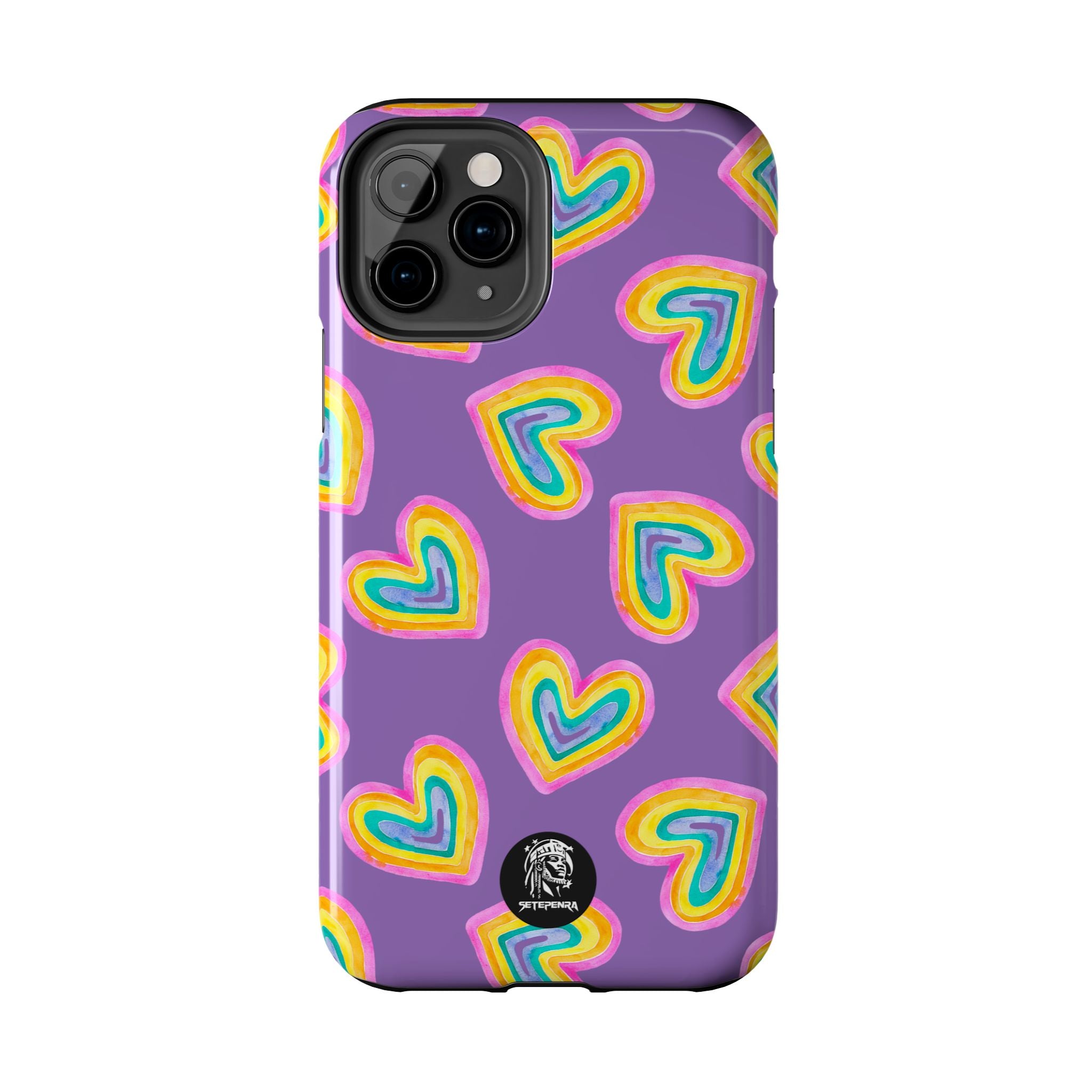 Rainbow Heart Tough Phone Case (For iPhone, Galaxy & More) - Light Purple