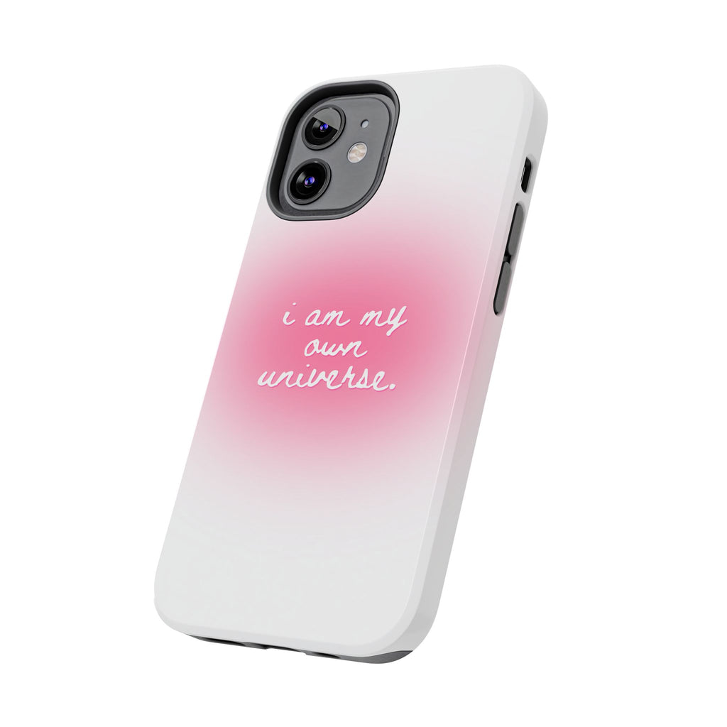 I Am My Own Universe — Pink On White Protective Cover Tough Phone Case