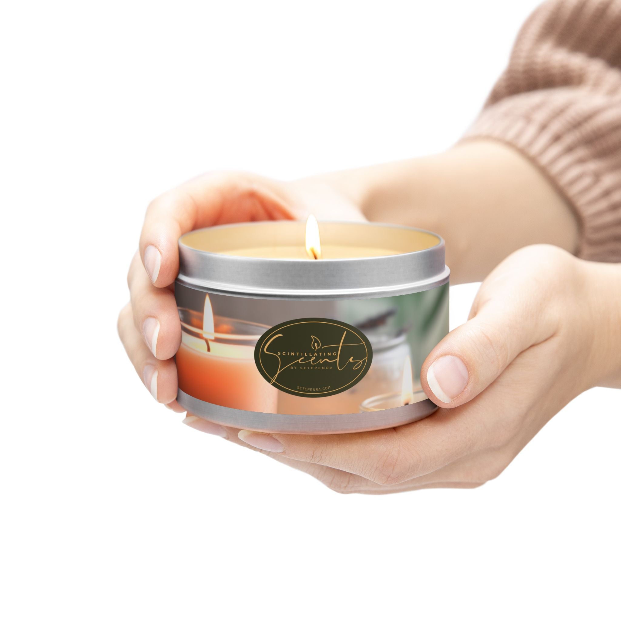Scintillating Scents by SETEPENRA Tin Candles - Gold, Silver, Black (4oz, 8oz)
