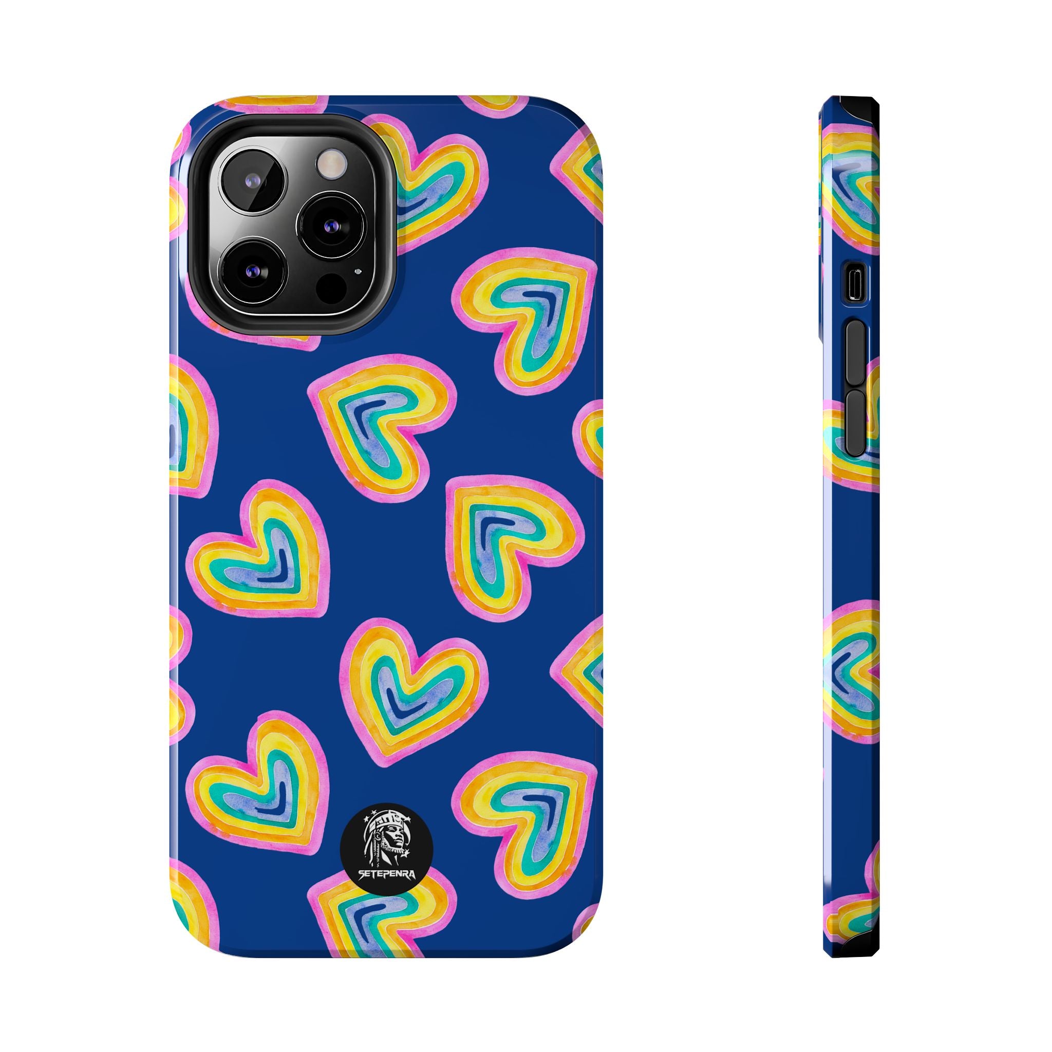 Rainbow Heart Tough Phone Case (For iPhone, Galaxy & More) - Dark Blue SETEPENRA Phone Case.