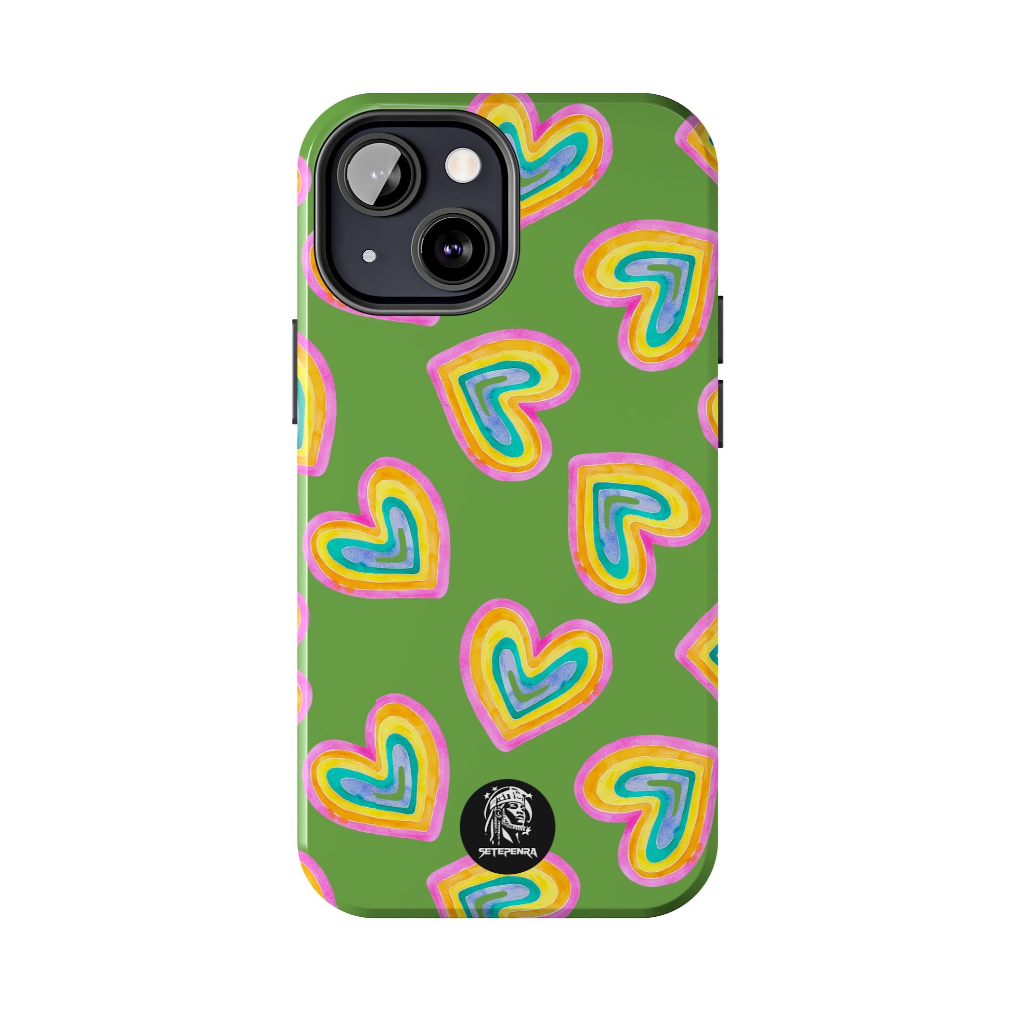 Rainbow Heart Tough Phone Case (For iPhone, Galaxy & More) - Green