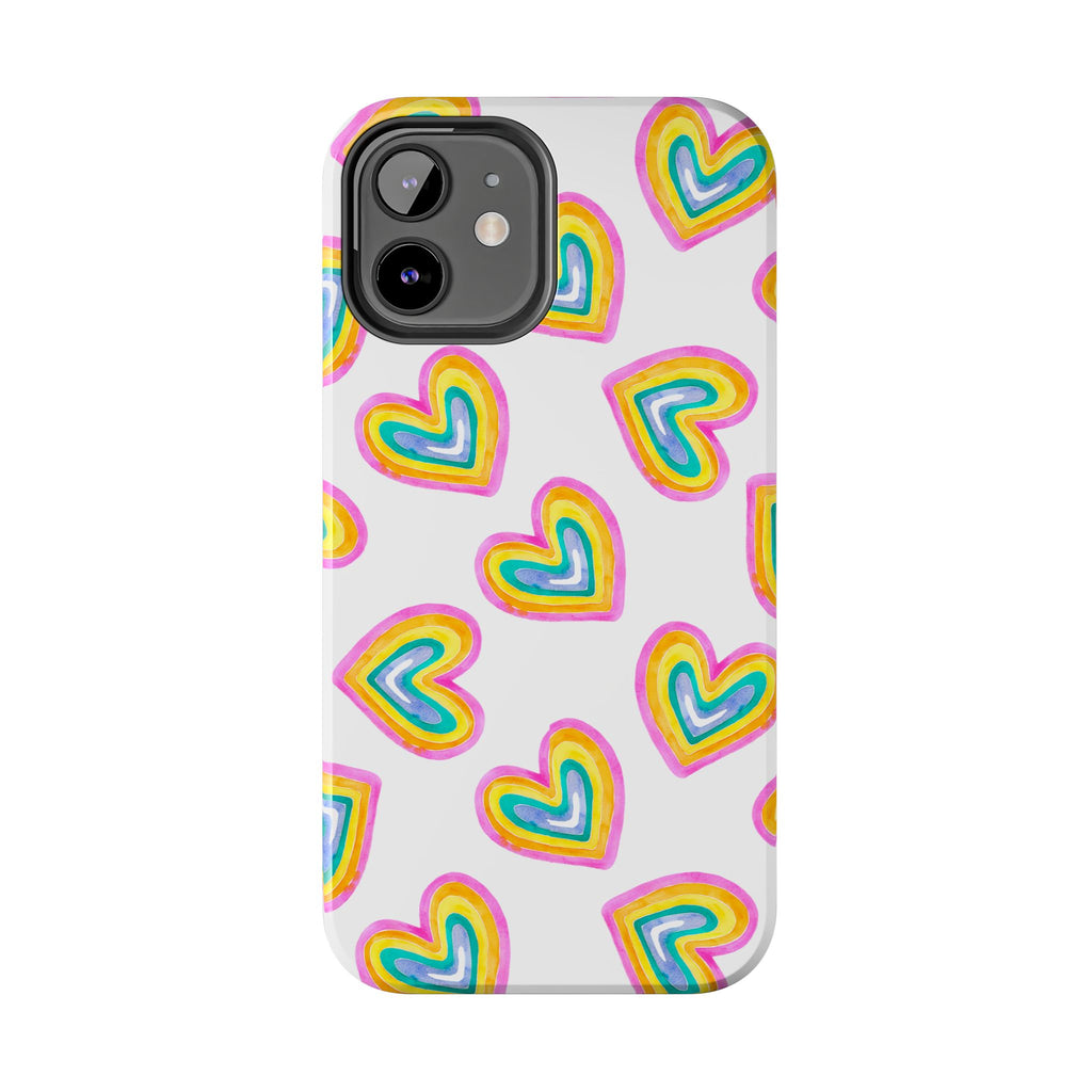 Rainbow Heart Tough Phone Case — Durable Cute Protective Phone Cover