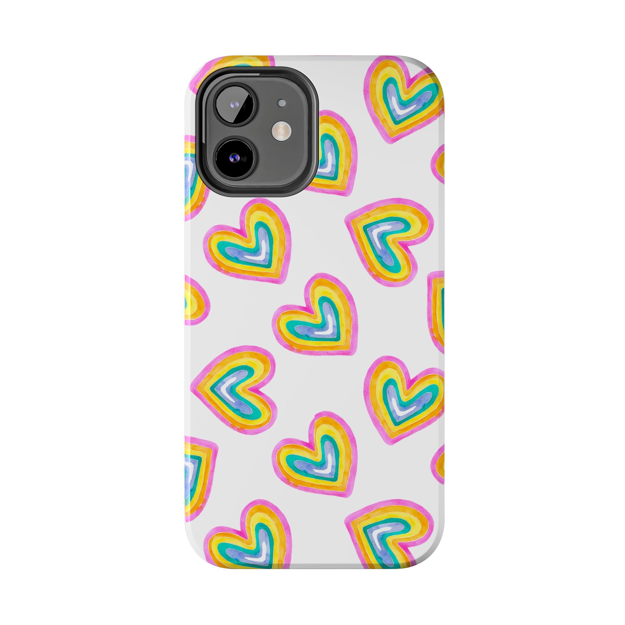 Rainbow Heart Tough Phone Case — Durable Cute Protective Phone Cover