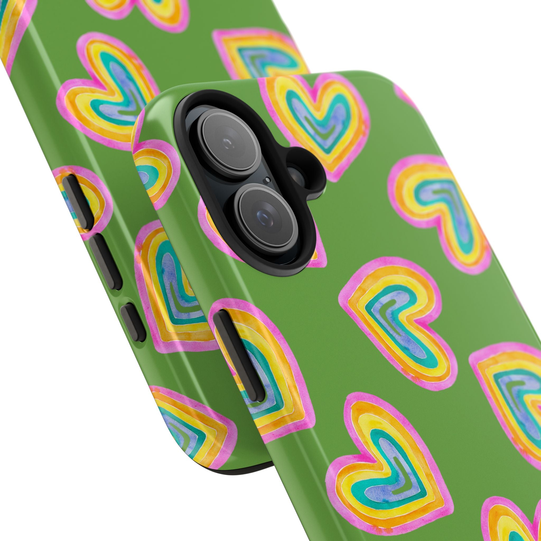 Rainbow Heart Tough Phone Case (For iPhone, Galaxy & More) - Green SETEPENRA Phone Case.