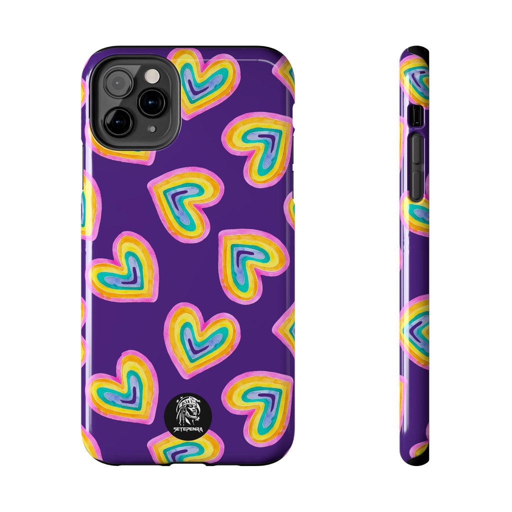 Rainbow Heart Tough Phone Case (For iPhone, Galaxy & More) - Purple SETEPENRA Phone Case.