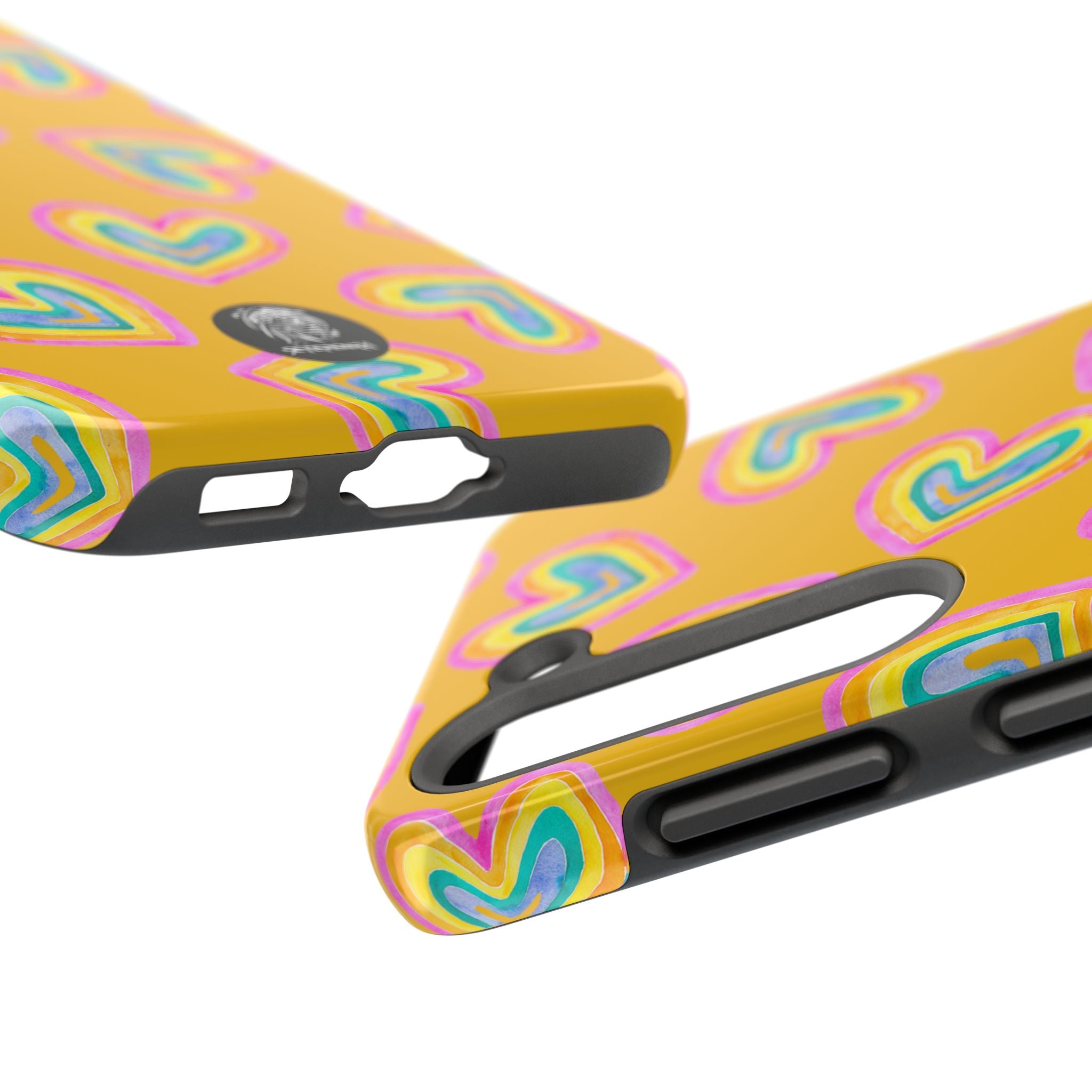 Rainbow Heart Tough Phone Case (For iPhone, Galaxy & More) - Yellow