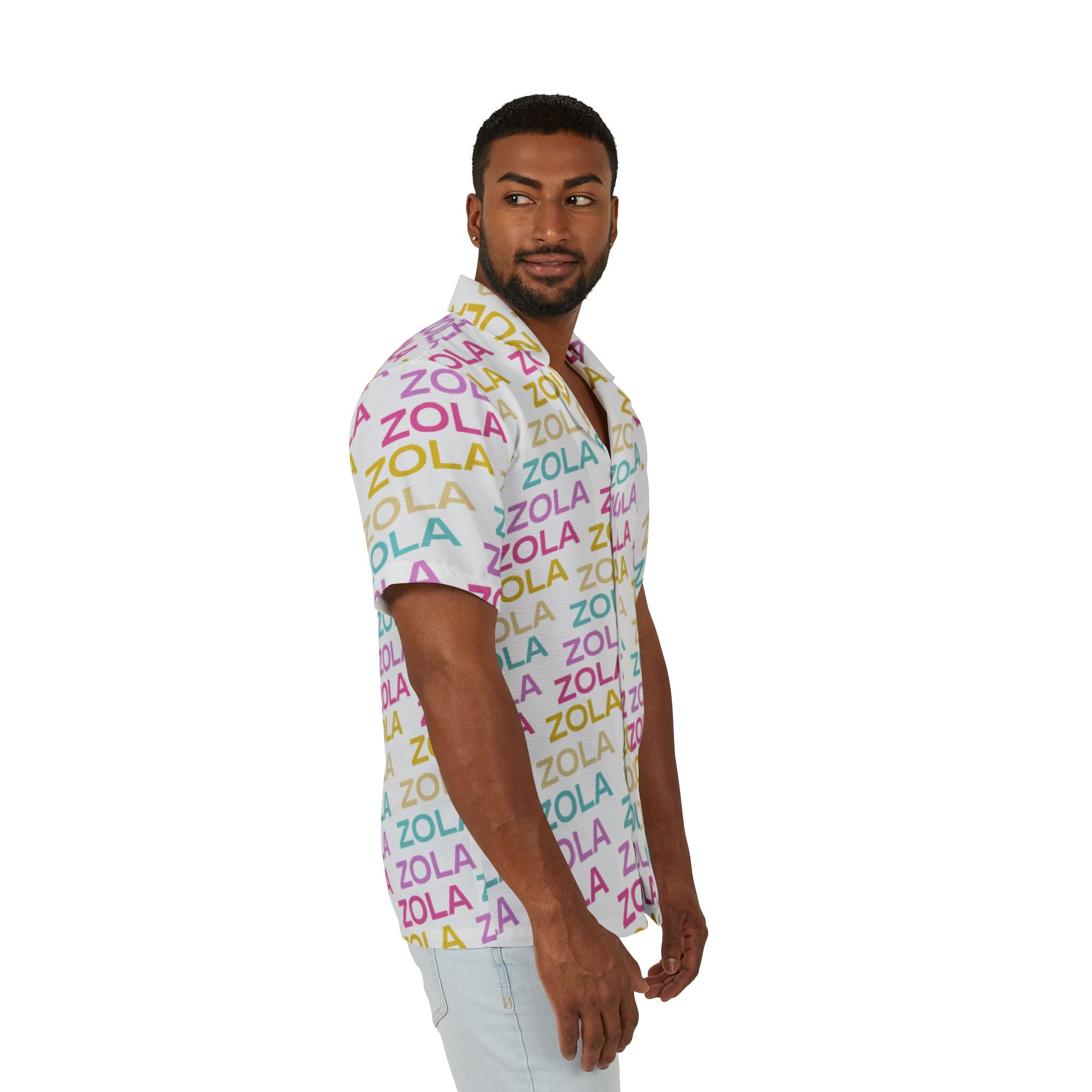 Zola Men's Hawaiian Camp Shirt (White) SETEPENRA All Over Prints.