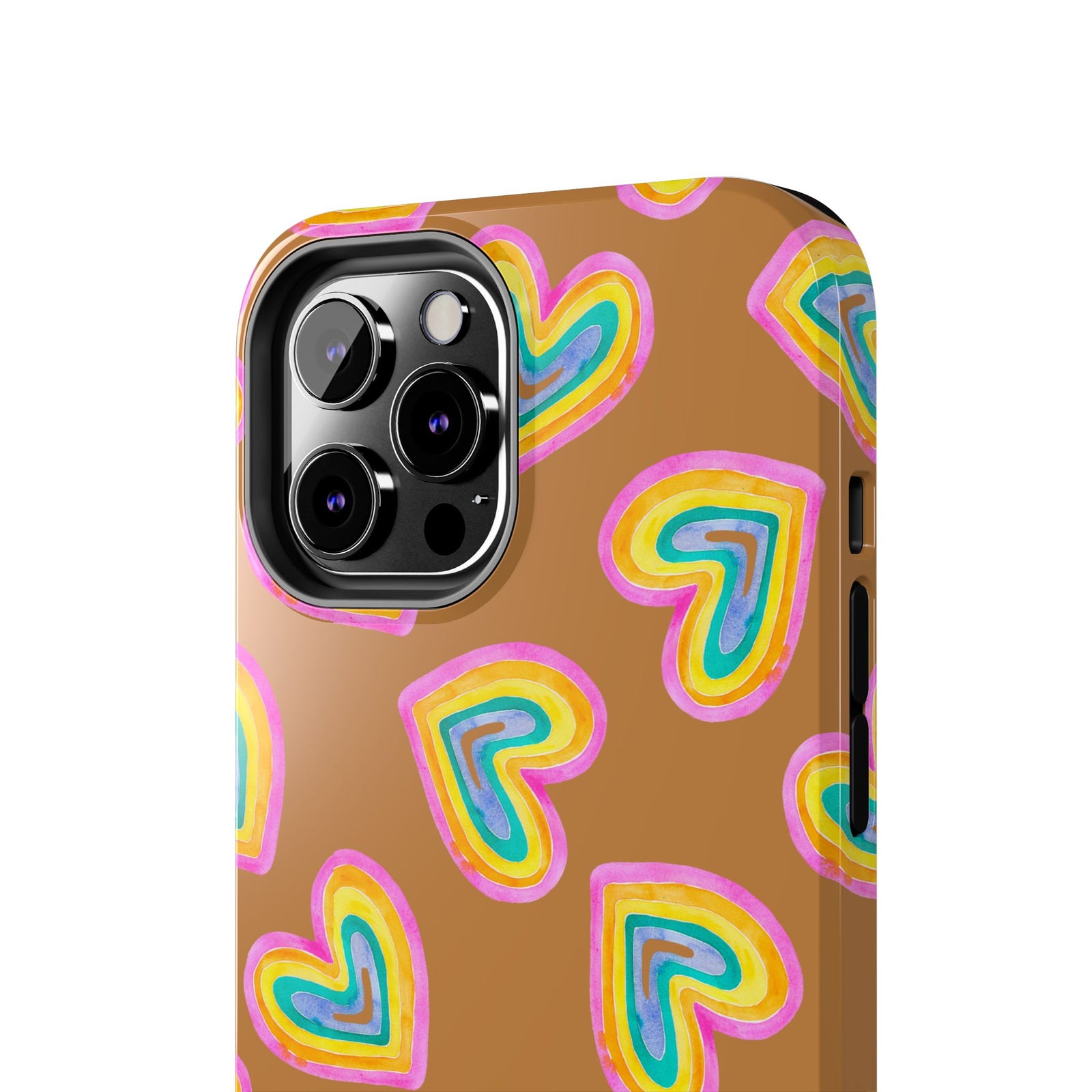 Rainbow Heart Tough Phone Case (For iPhone, Galaxy & More) - Light Brown SETEPENRA Phone Case.