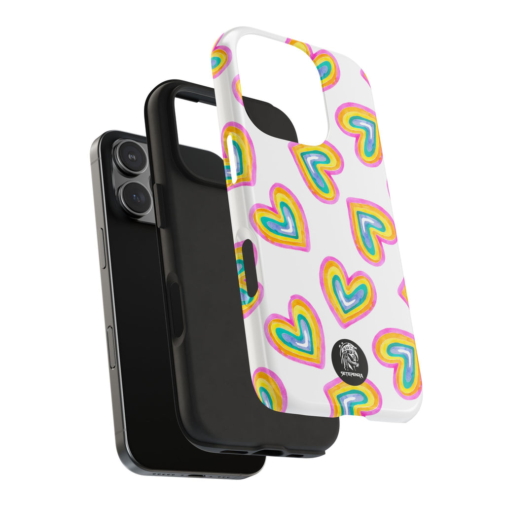 Rainbow Heart Tough Phone Case (For iPhone, Galaxy & More) - White