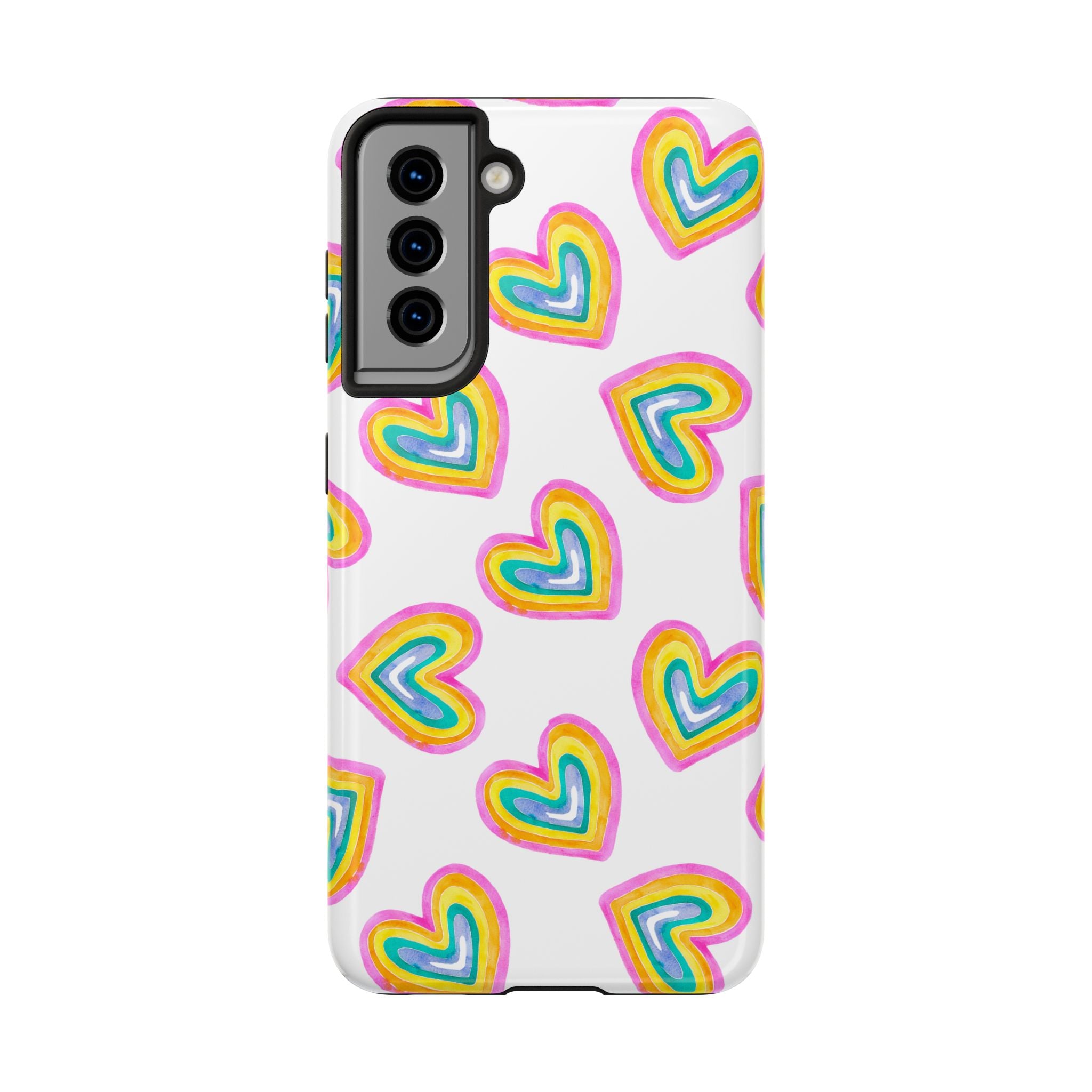 Rainbow Heart Tough Phone Case — Durable Cute Protective Phone Cover
