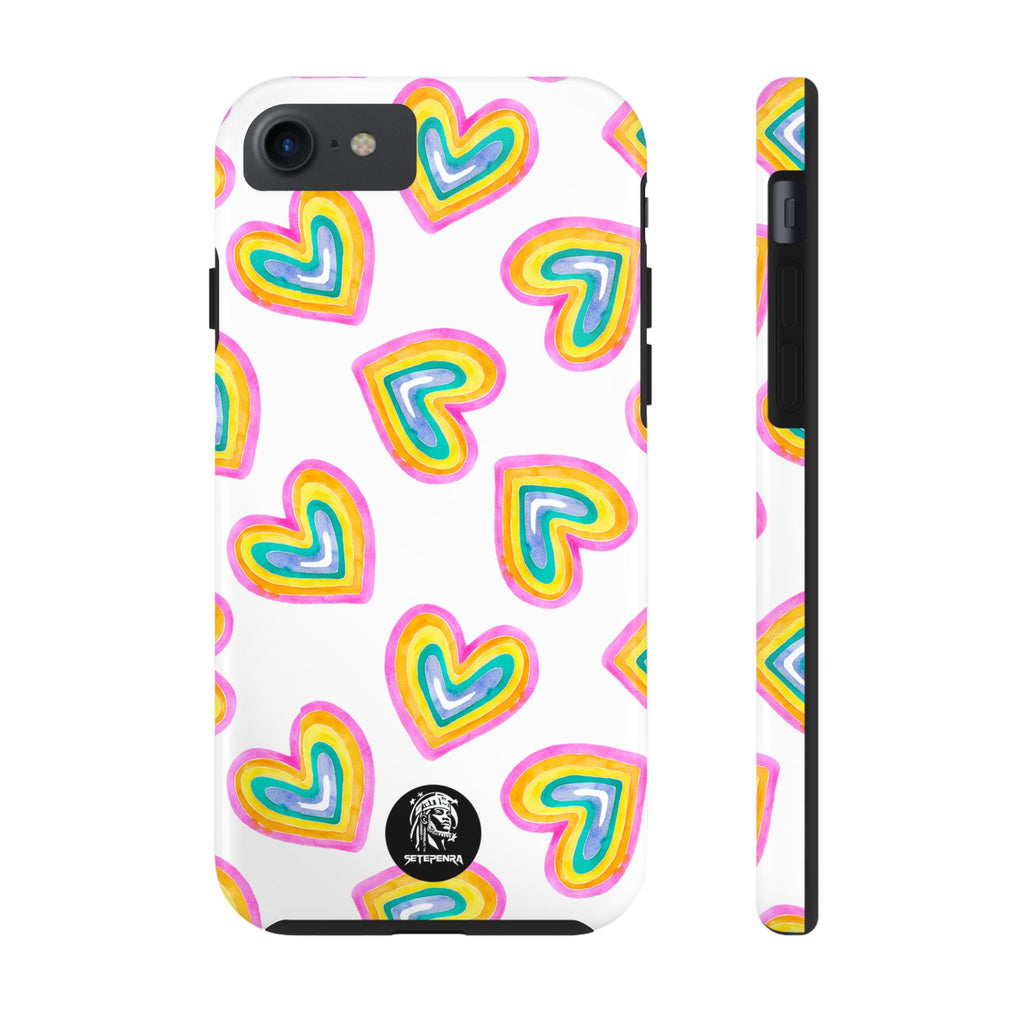 Rainbow Heart Tough Phone Case (For iPhone, Galaxy & More) - White SETEPENRA Phone Case.