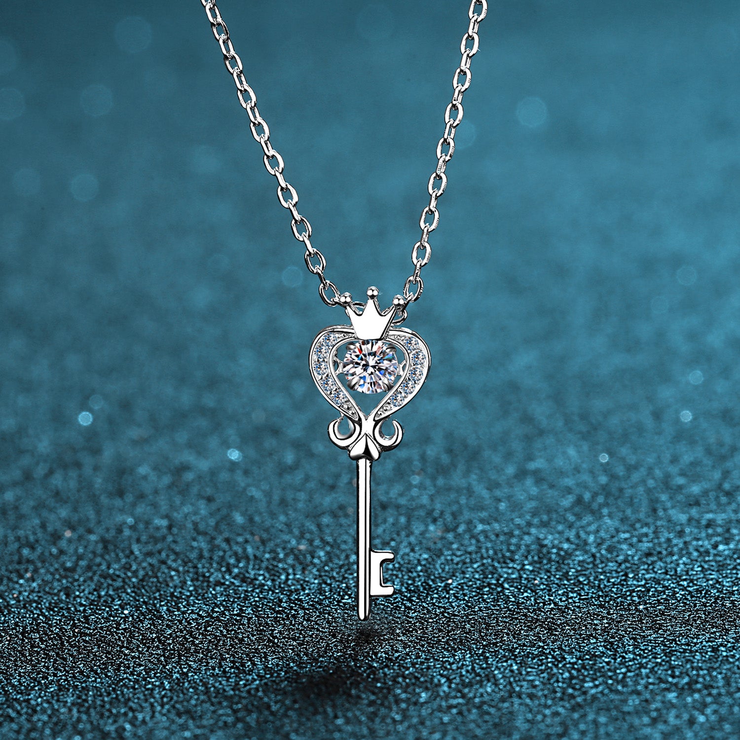 Key Shape Moissanite 925 Sterling Silver Necklace SETEPENRA .