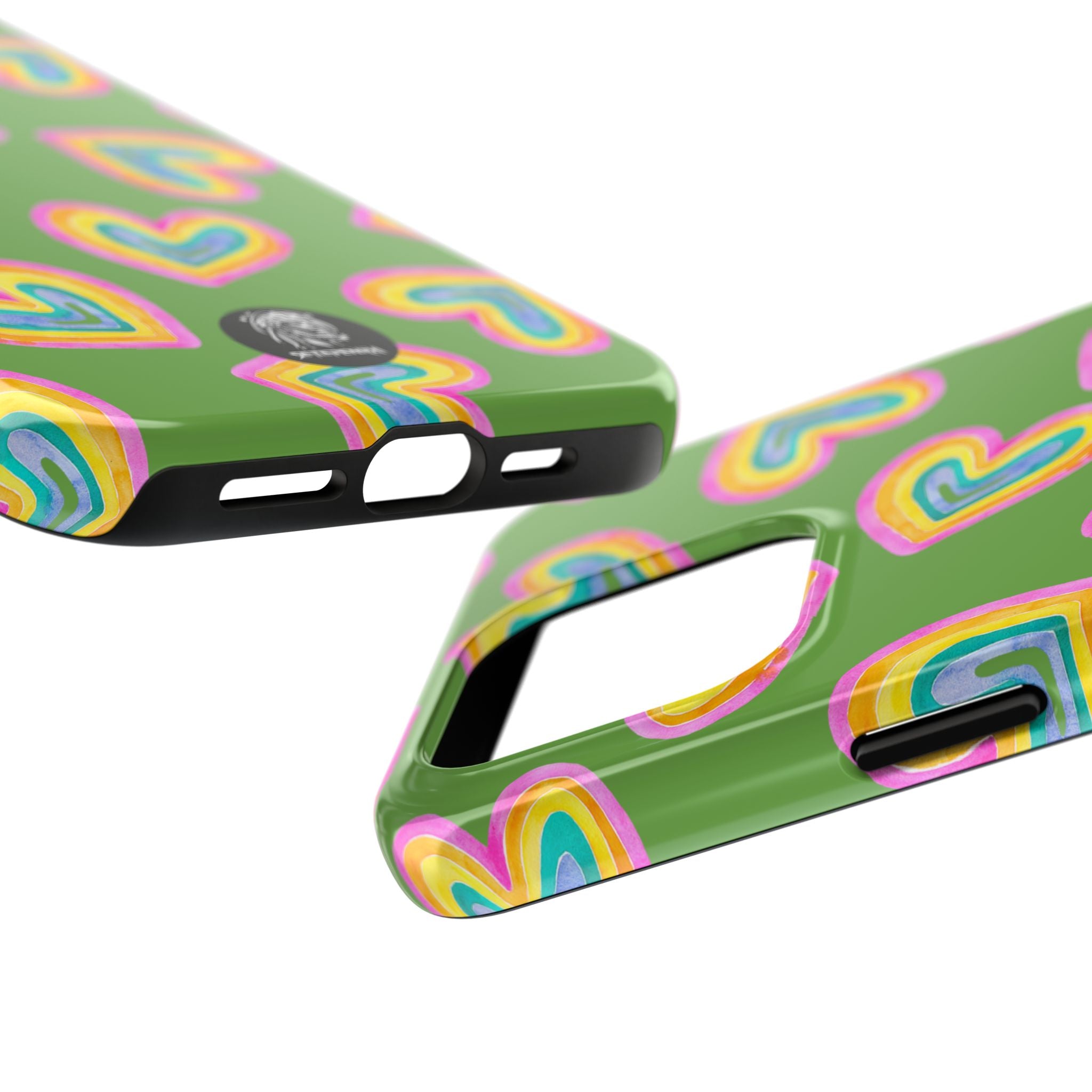 Rainbow Heart Tough Phone Case (For iPhone, Galaxy & More) - Green