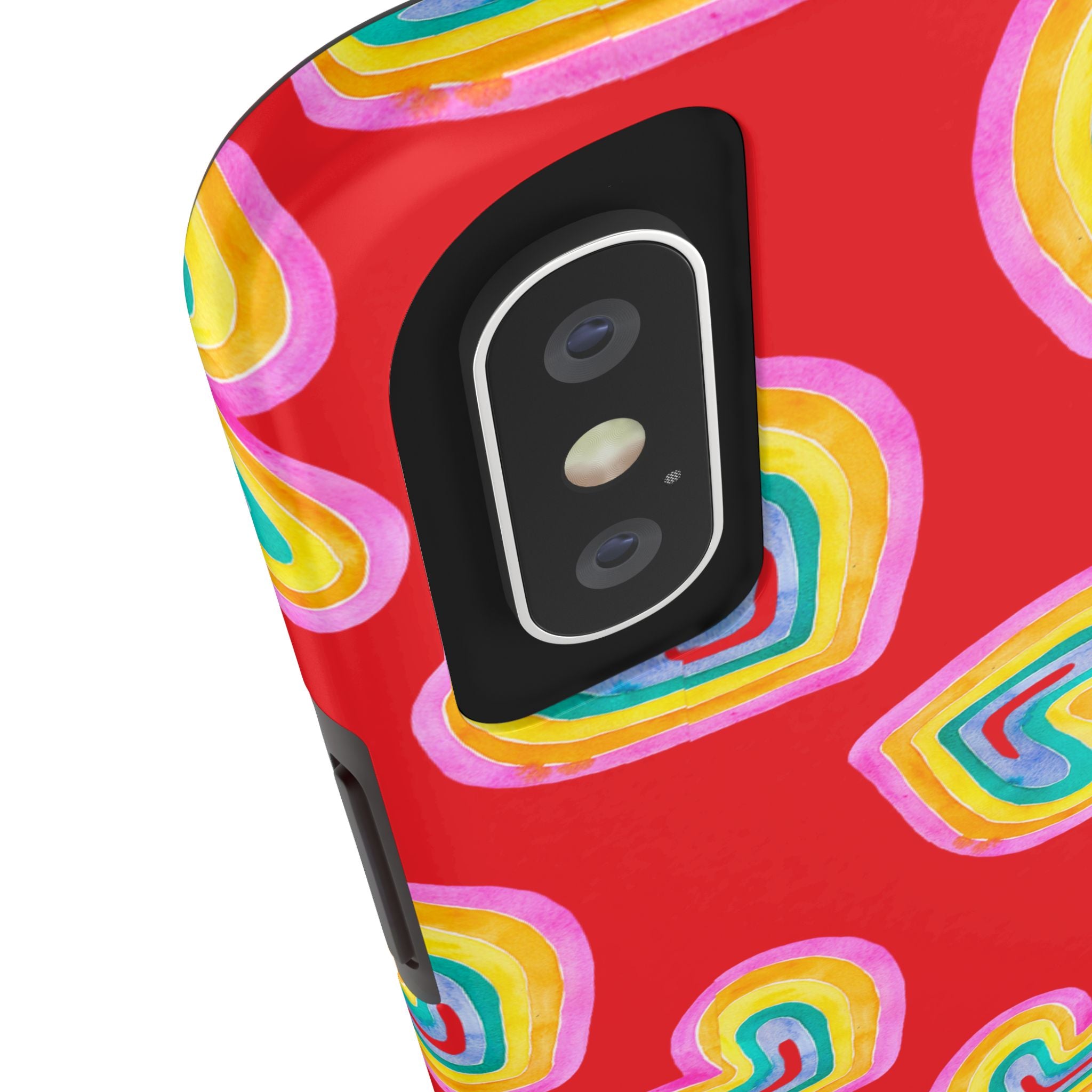 Rainbow Heart Tough Phone Case (For iPhone, Galaxy & More) - Red