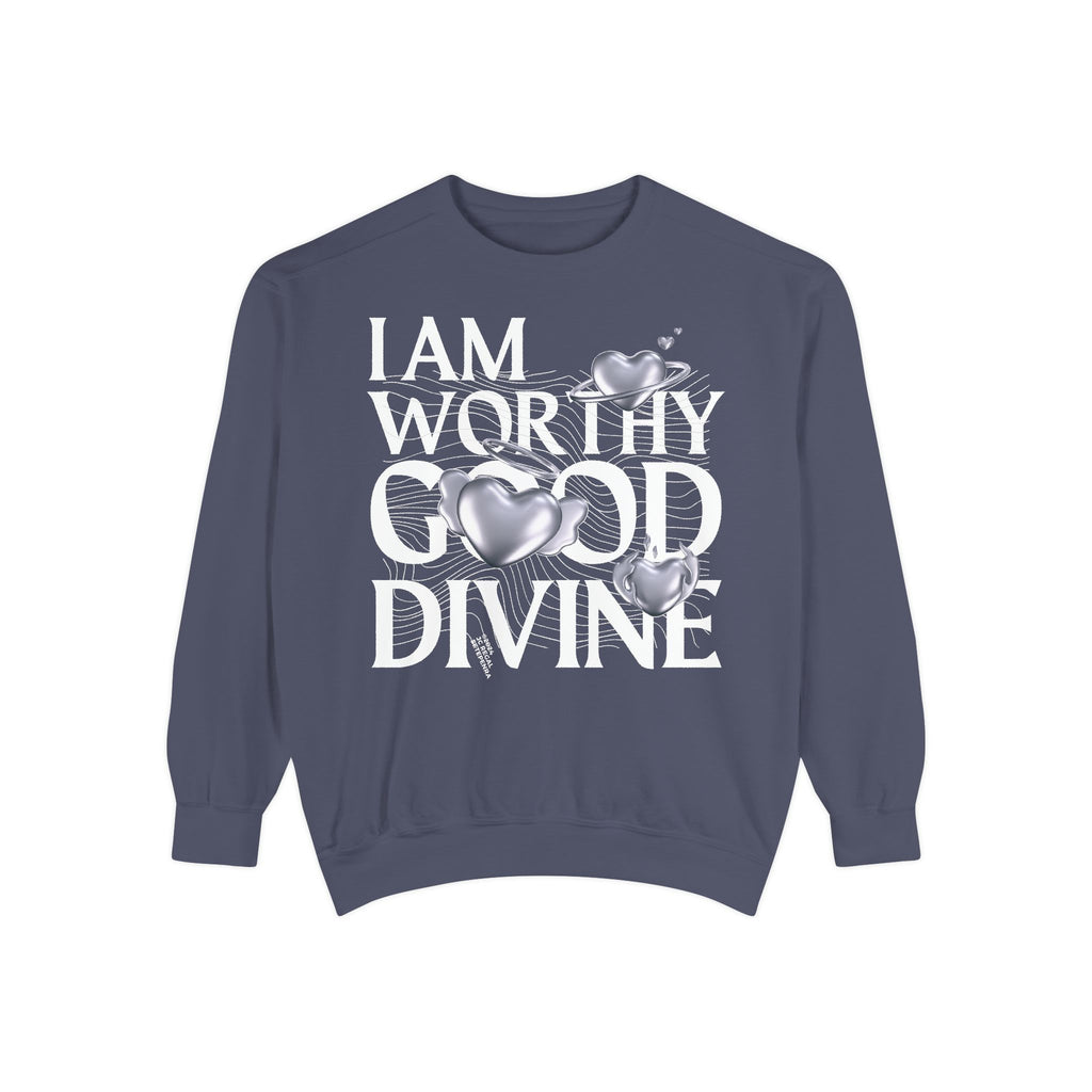I AM WORTHY GOOD DIVINE Unisex Garment-Dyed Sweatshirt SETEPENRA Sweatshirt.