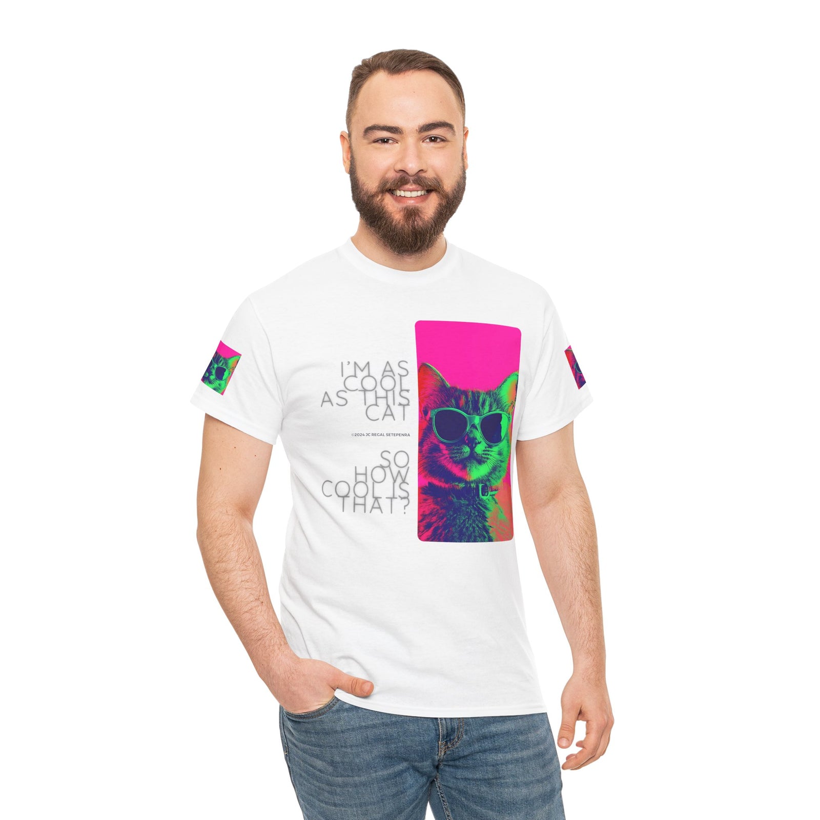 Cool Cat (Whiskers 1) Unisex Heavy Cotton Tee SETEPENRA T-Shirt.