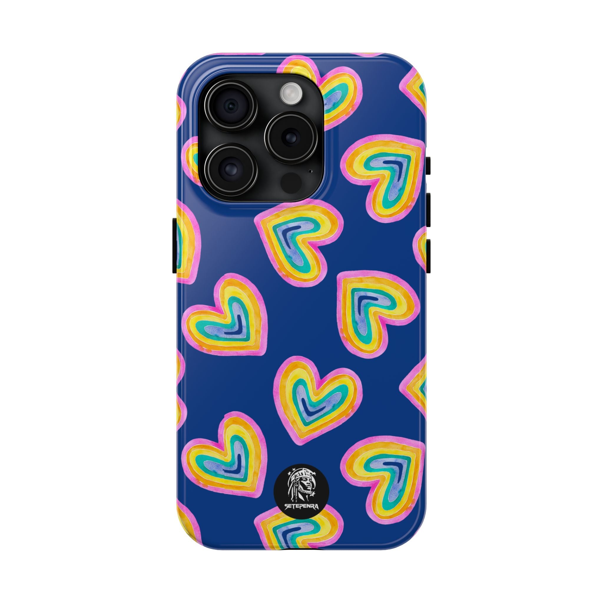 Rainbow Heart Tough Phone Case (For iPhone, Galaxy & More) - Dark Blue