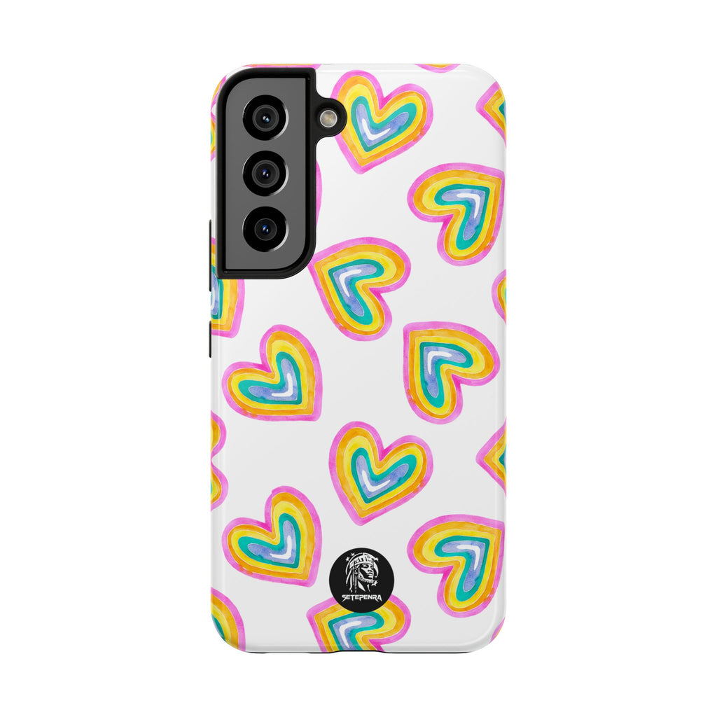 Rainbow Heart Tough Phone Case (For iPhone, Galaxy & More) - White