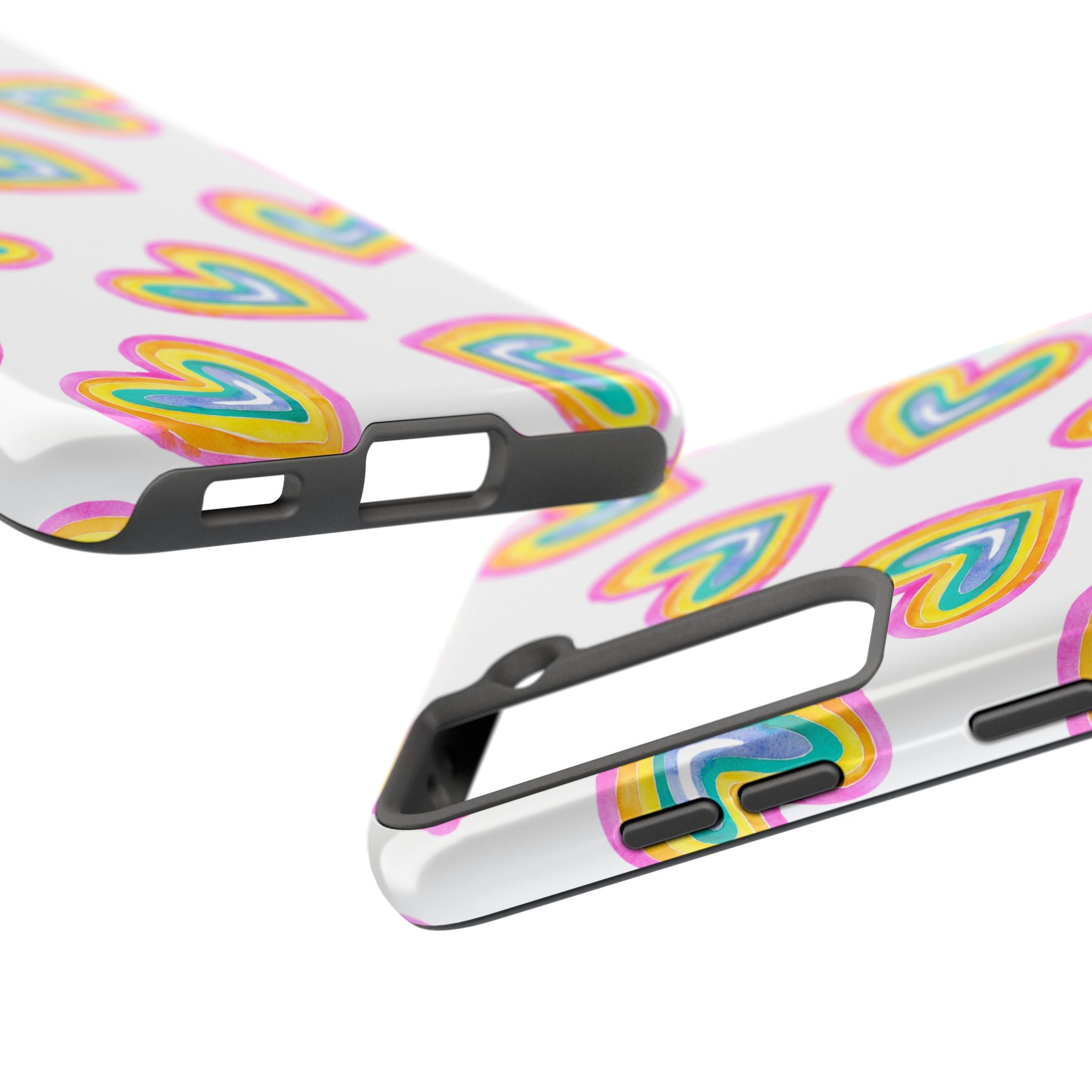 Rainbow Heart Tough Phone Case — Durable Cute Protective Phone Cover