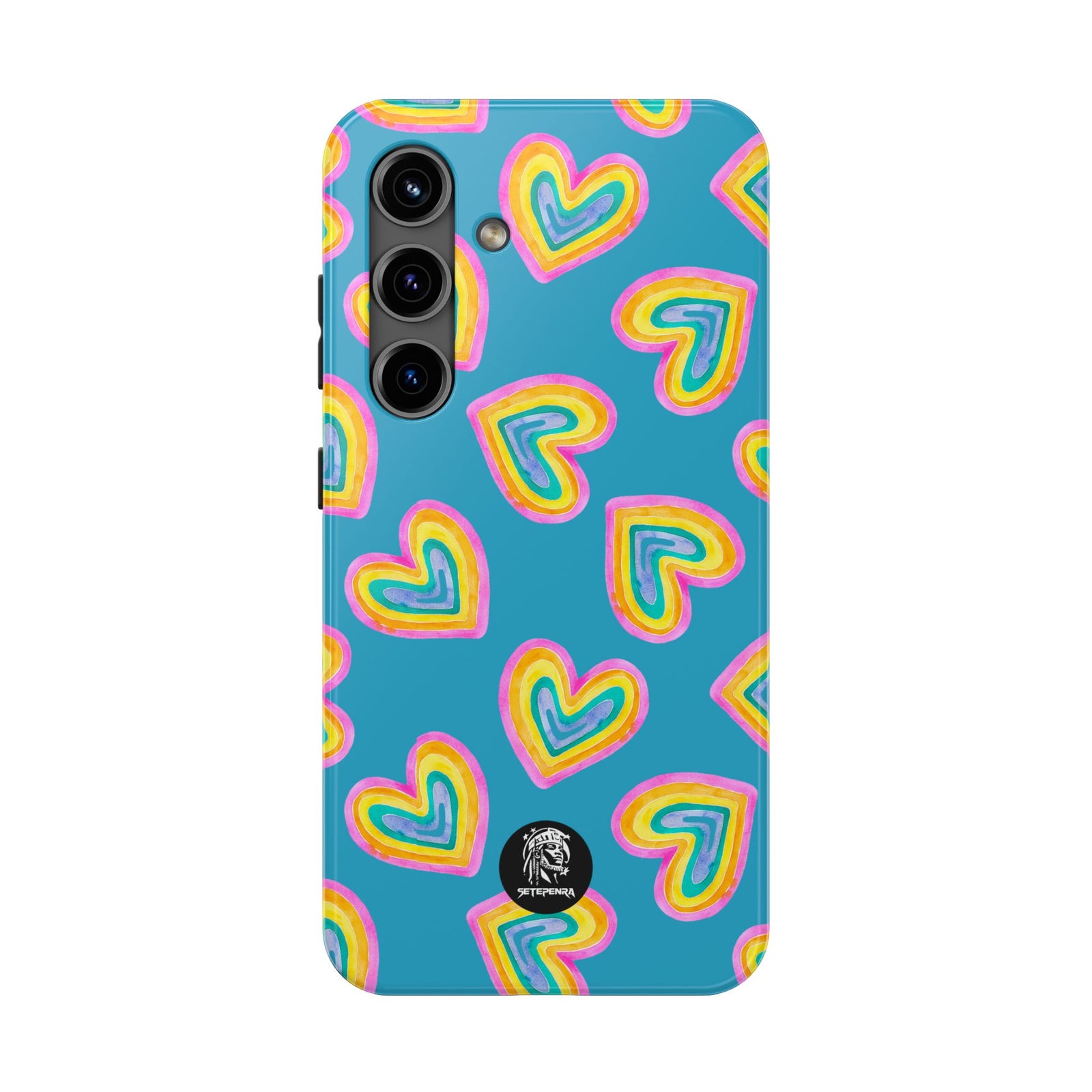 Rainbow Heart Tough Phone Case (For iPhone, Galaxy & More) - Turquoise SETEPENRA Phone Case.