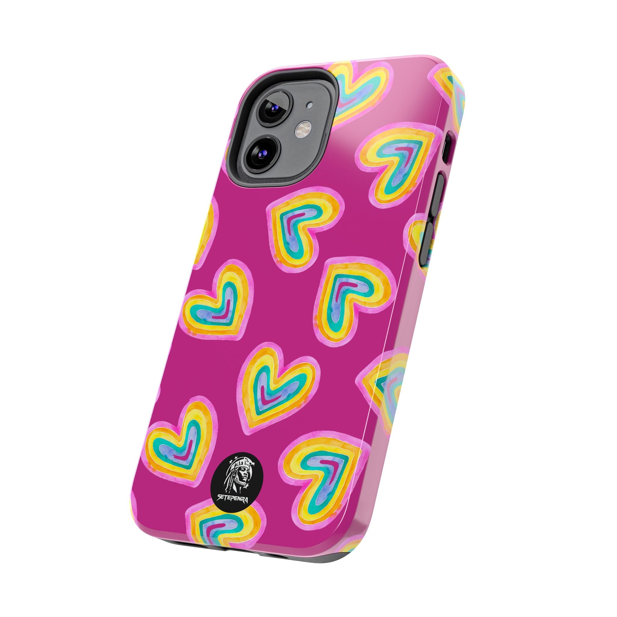 Rainbow Heart Tough Phone Case (For iPhone, Galaxy & More) - Pink