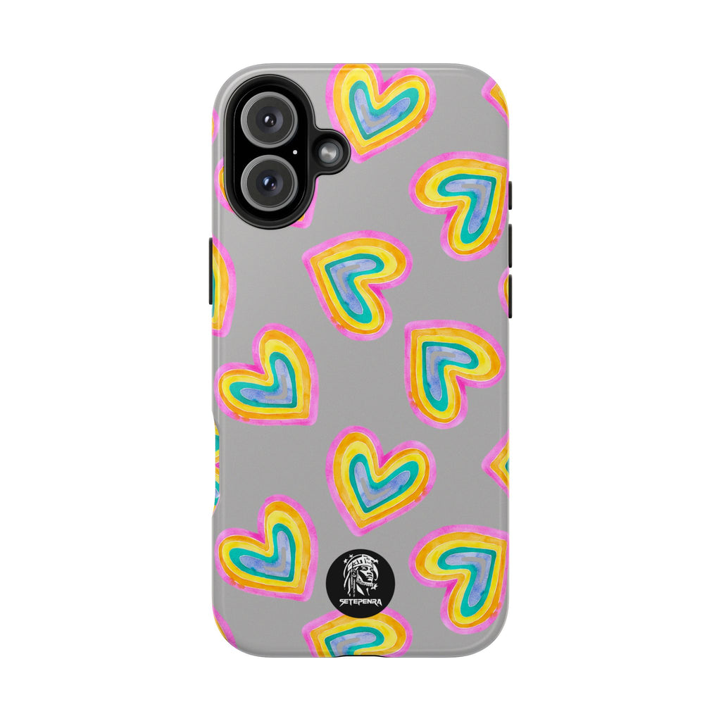 Rainbow Heart Tough Phone Case (For iPhone, Galaxy & More) - Light Grey SETEPENRA Phone Case.
