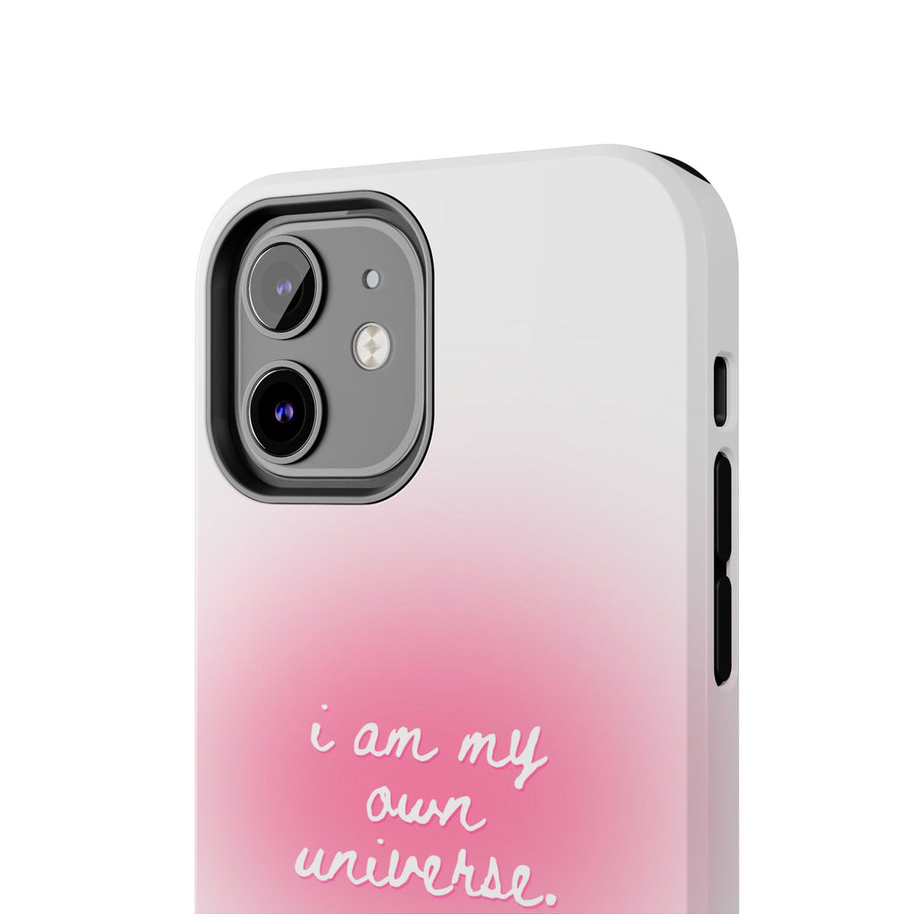 I Am My Own Universe — Pink On White Protective Cover Tough Phone Case