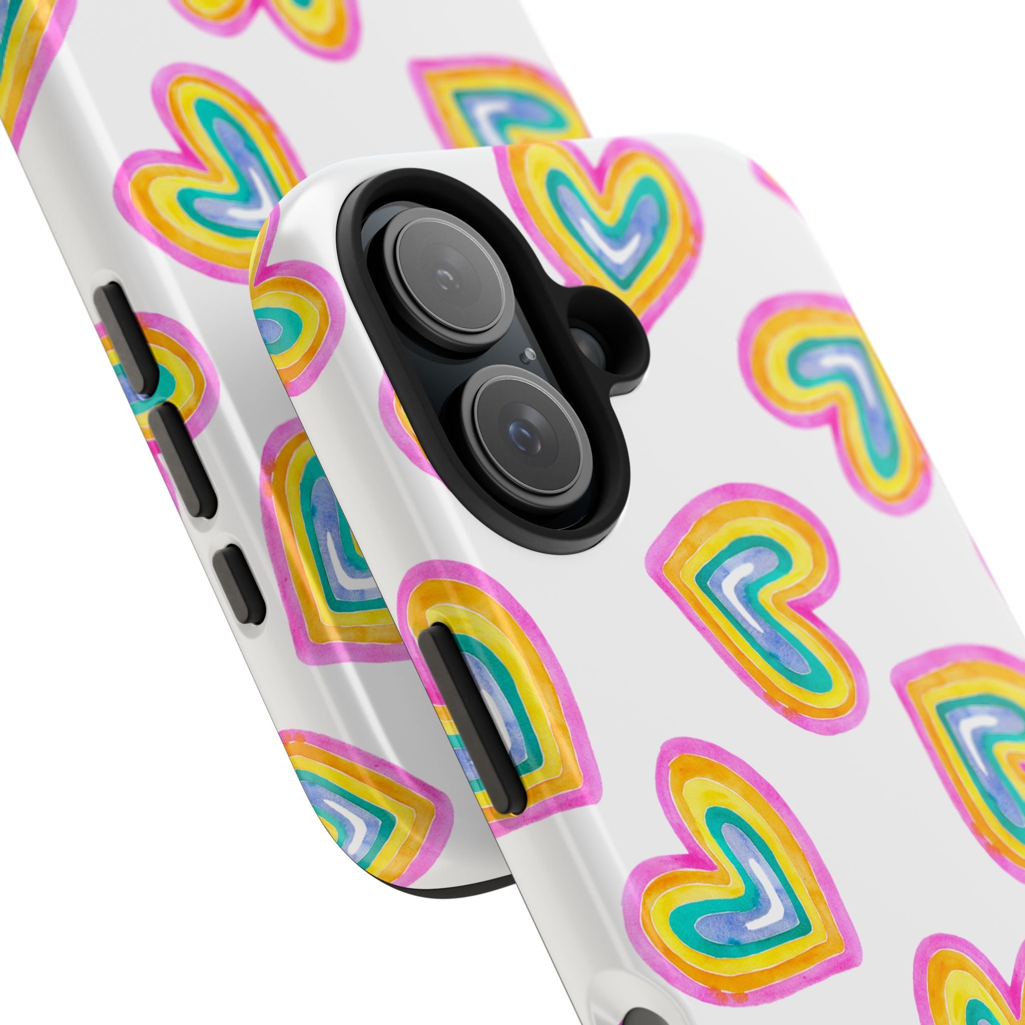 Rainbow Heart Tough Phone Case (For iPhone, Galaxy & More) - White