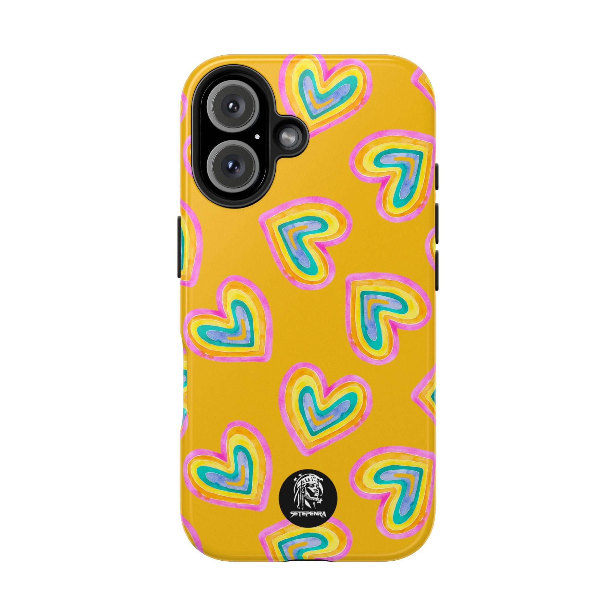 Rainbow Heart Tough Phone Case (For iPhone, Galaxy & More) - Yellow