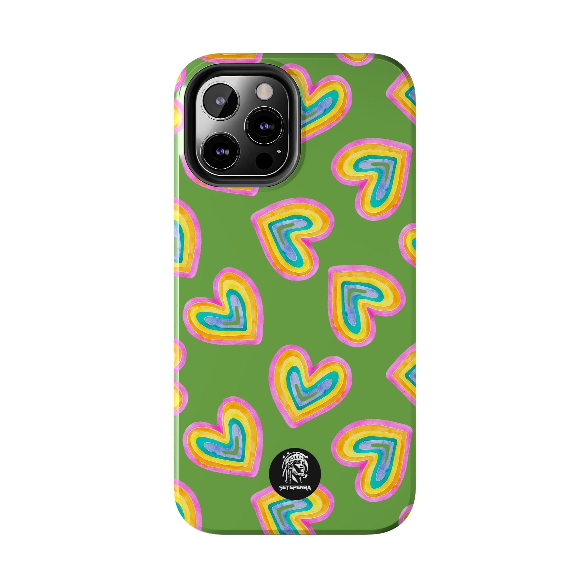 Rainbow Heart Tough Phone Case (For iPhone, Galaxy & More) - Green