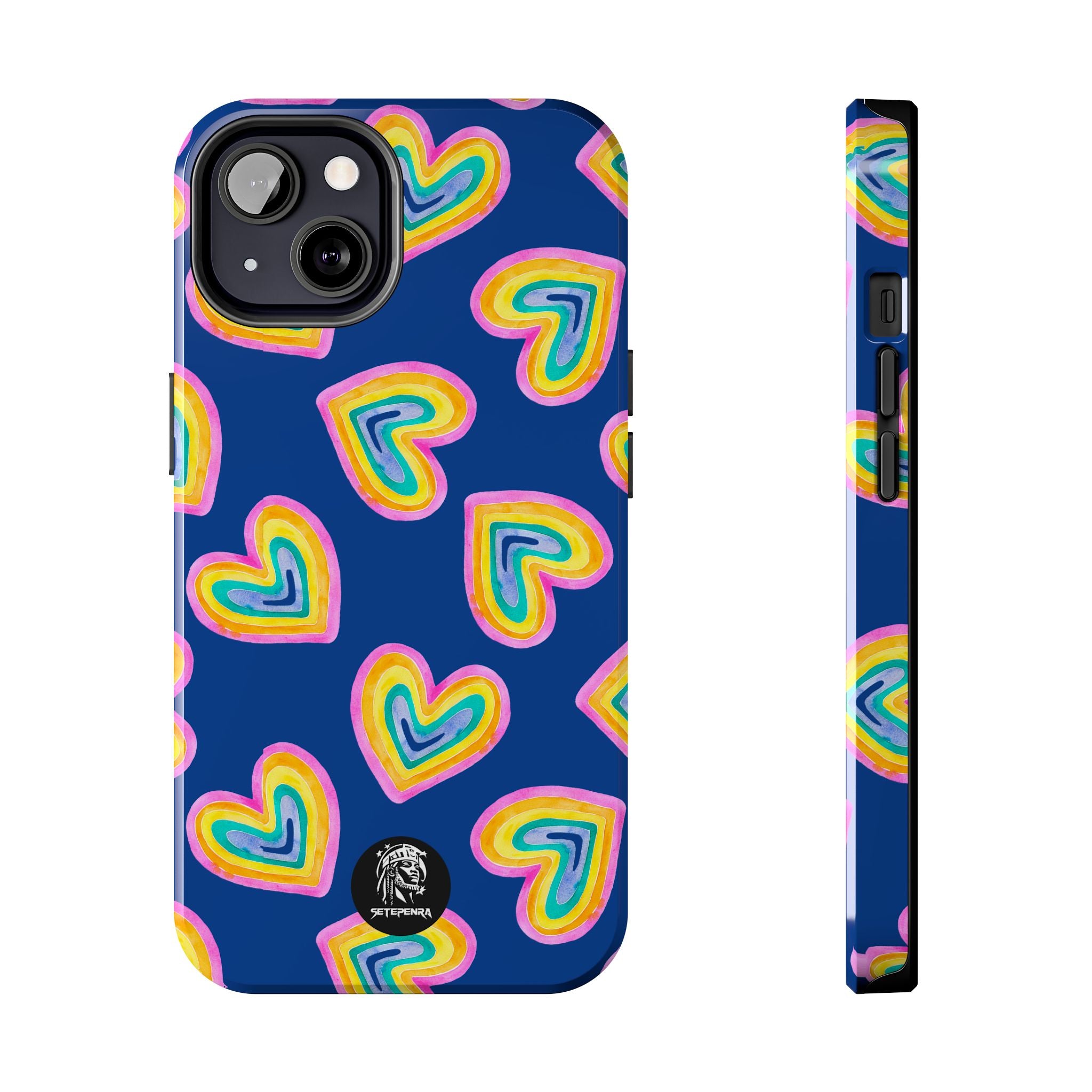 Rainbow Heart Tough Phone Case (For iPhone, Galaxy & More) - Dark Blue SETEPENRA Phone Case.