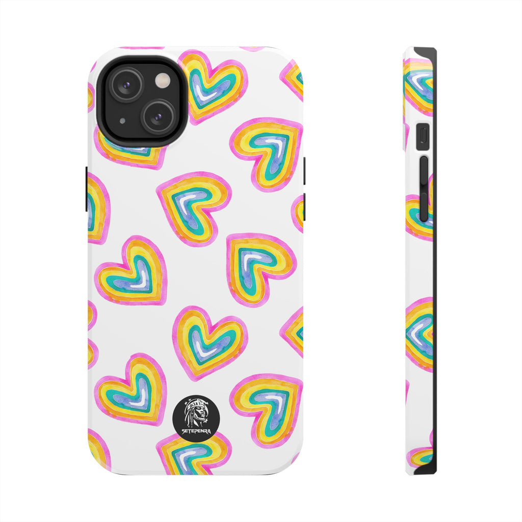 Rainbow Heart Tough Phone Case (For iPhone, Galaxy & More) - White