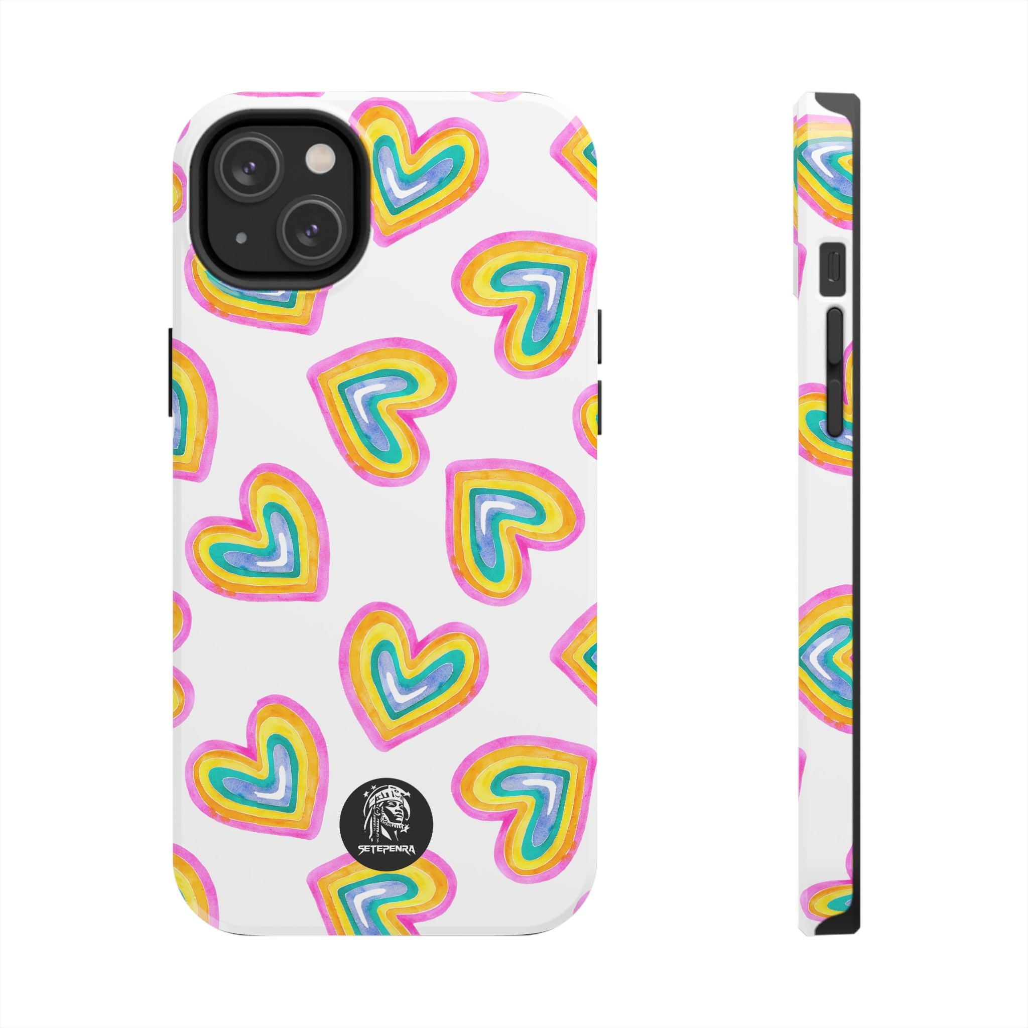 Rainbow Heart Tough Phone Case (For iPhone, Galaxy & More) - White
