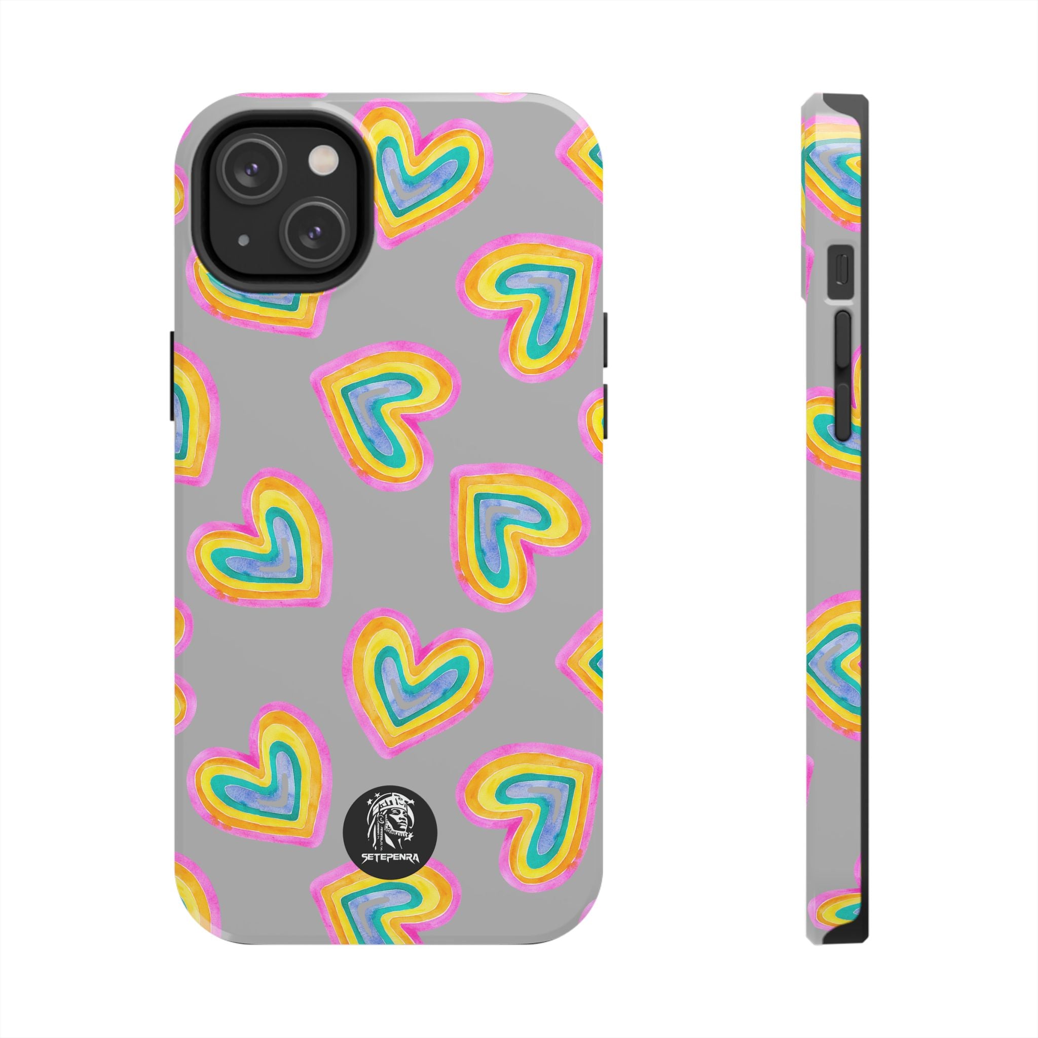 Rainbow Heart Tough Phone Case (For iPhone, Galaxy & More) - Light Grey SETEPENRA Phone Case.