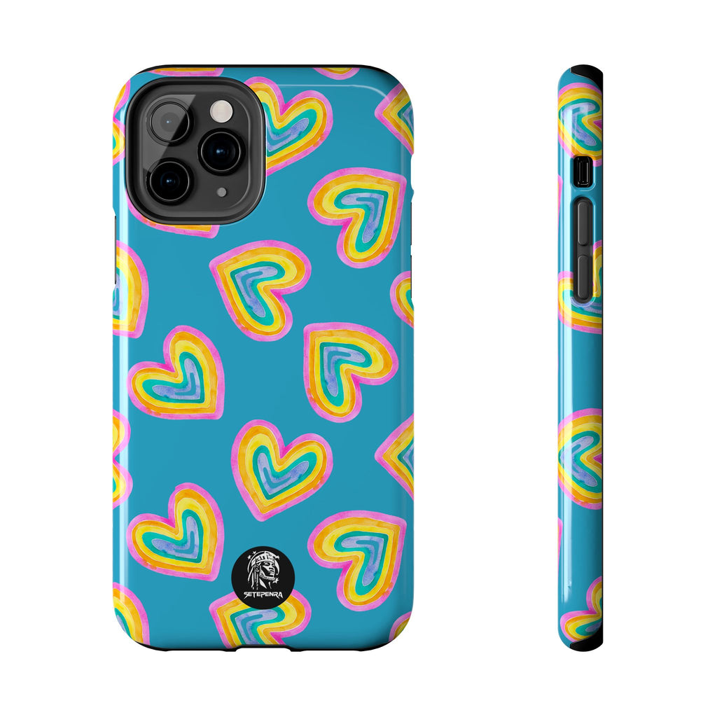 Rainbow Heart Tough Phone Case (For iPhone, Galaxy & More) - Turquoise SETEPENRA Phone Case.